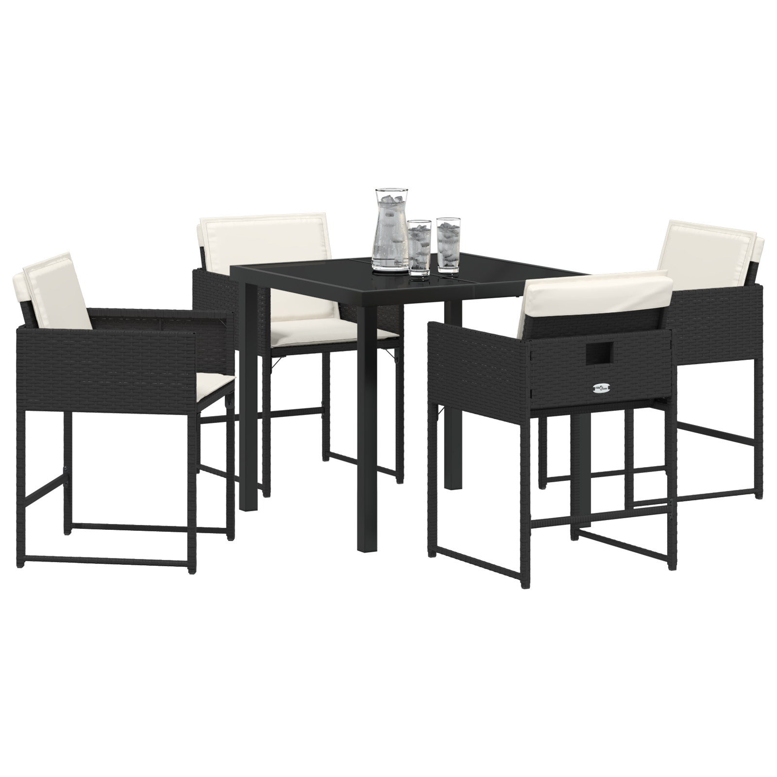 Set de dining de grădină 5 piese cu perne ratan poli negru GartenMobel Dekor