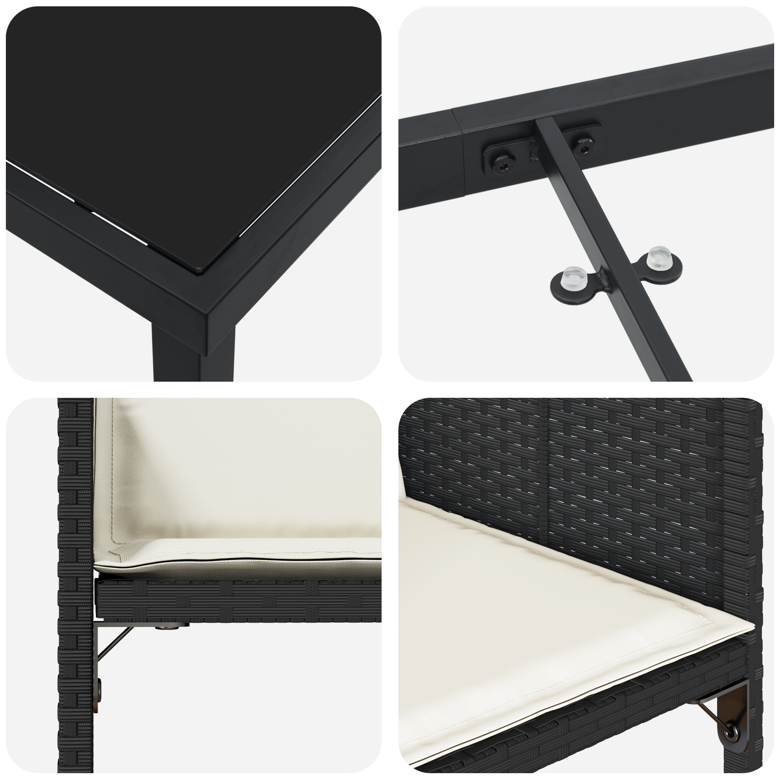 Set de dining de grădină 5 piese cu perne ratan poli negru GartenMobel Dekor