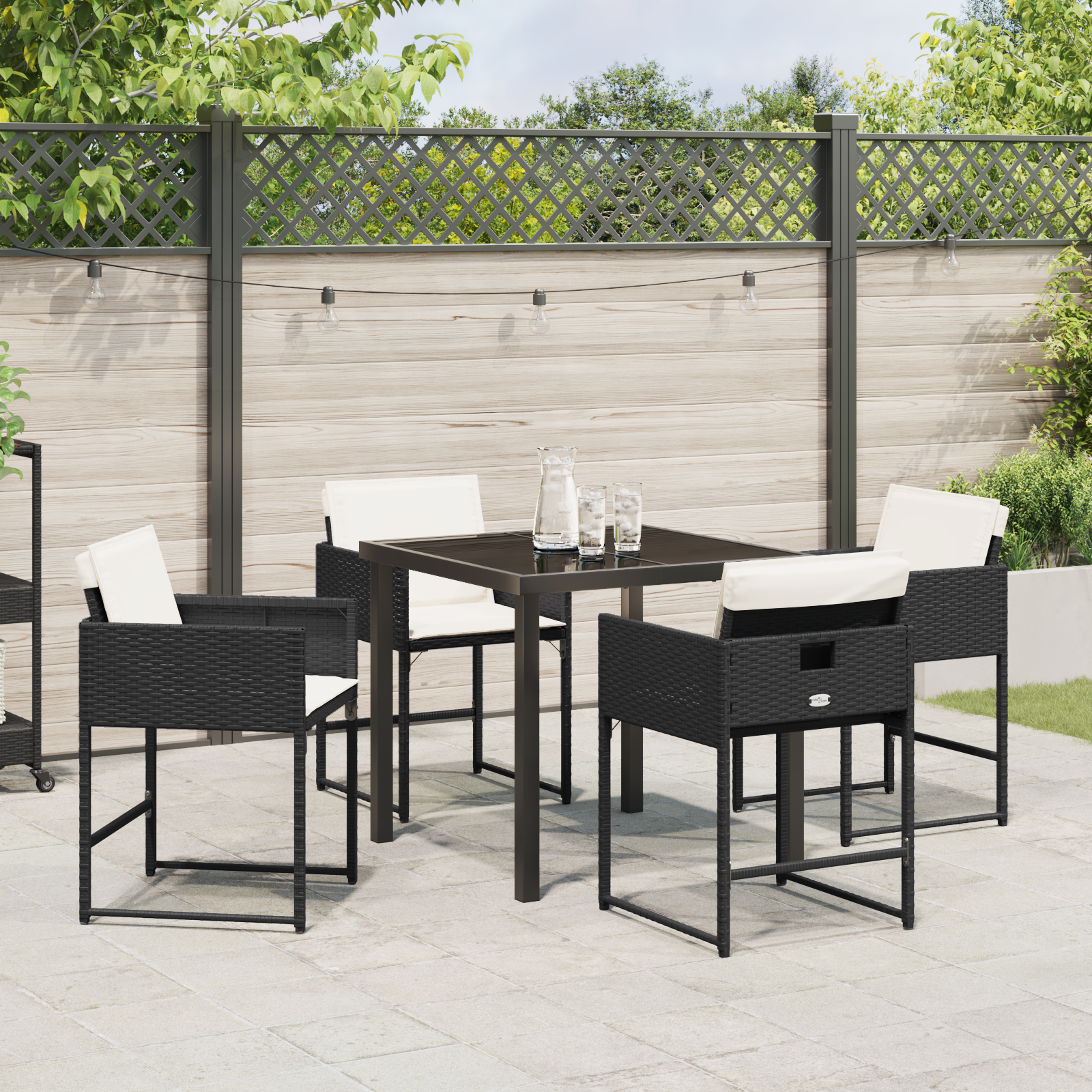 Set de dining de grădină 5 piese cu perne ratan poli negru GartenMobel Dekor
