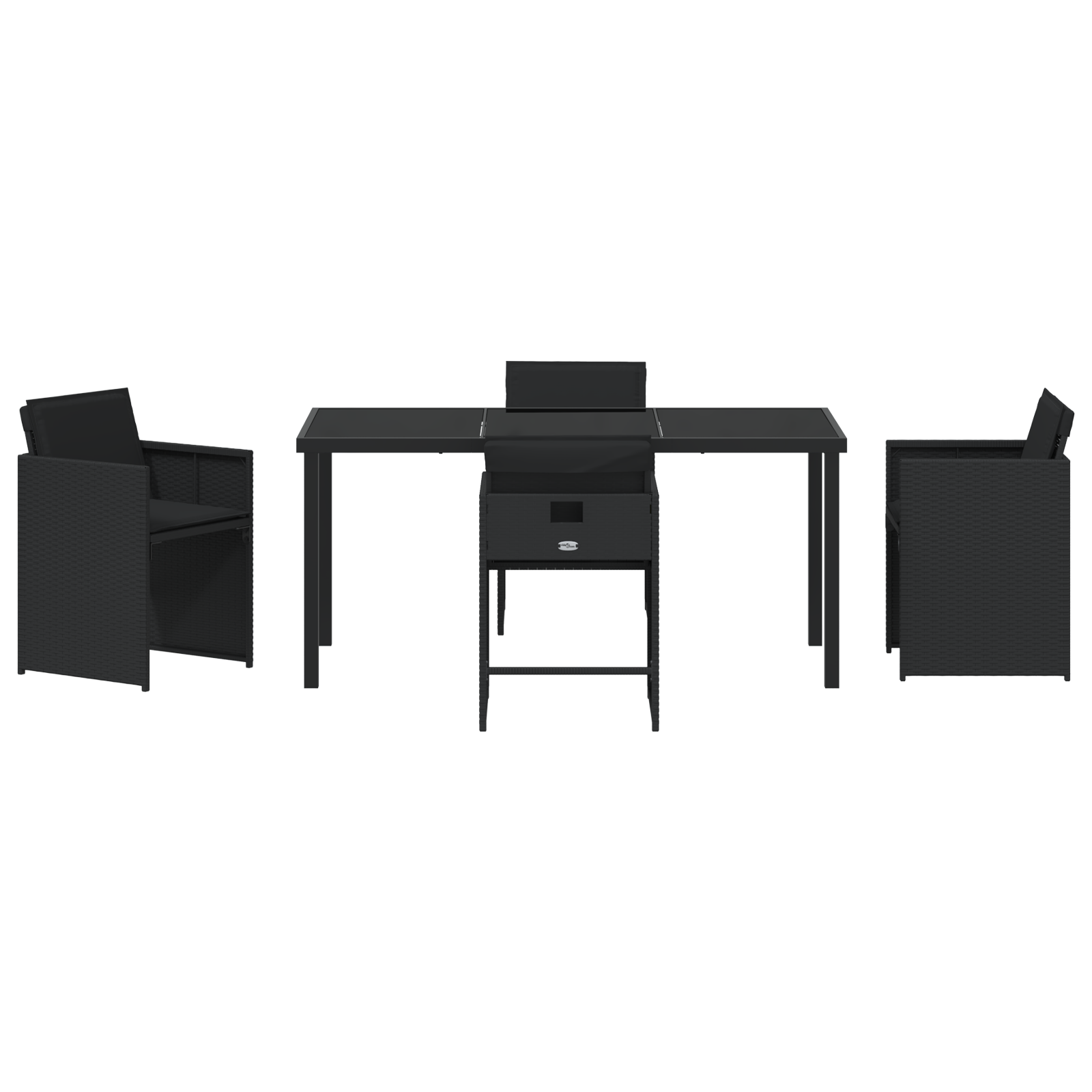 Set de dining de grădină cu 5 piese cu perne Negru Poliratan GartenMobel Dekor