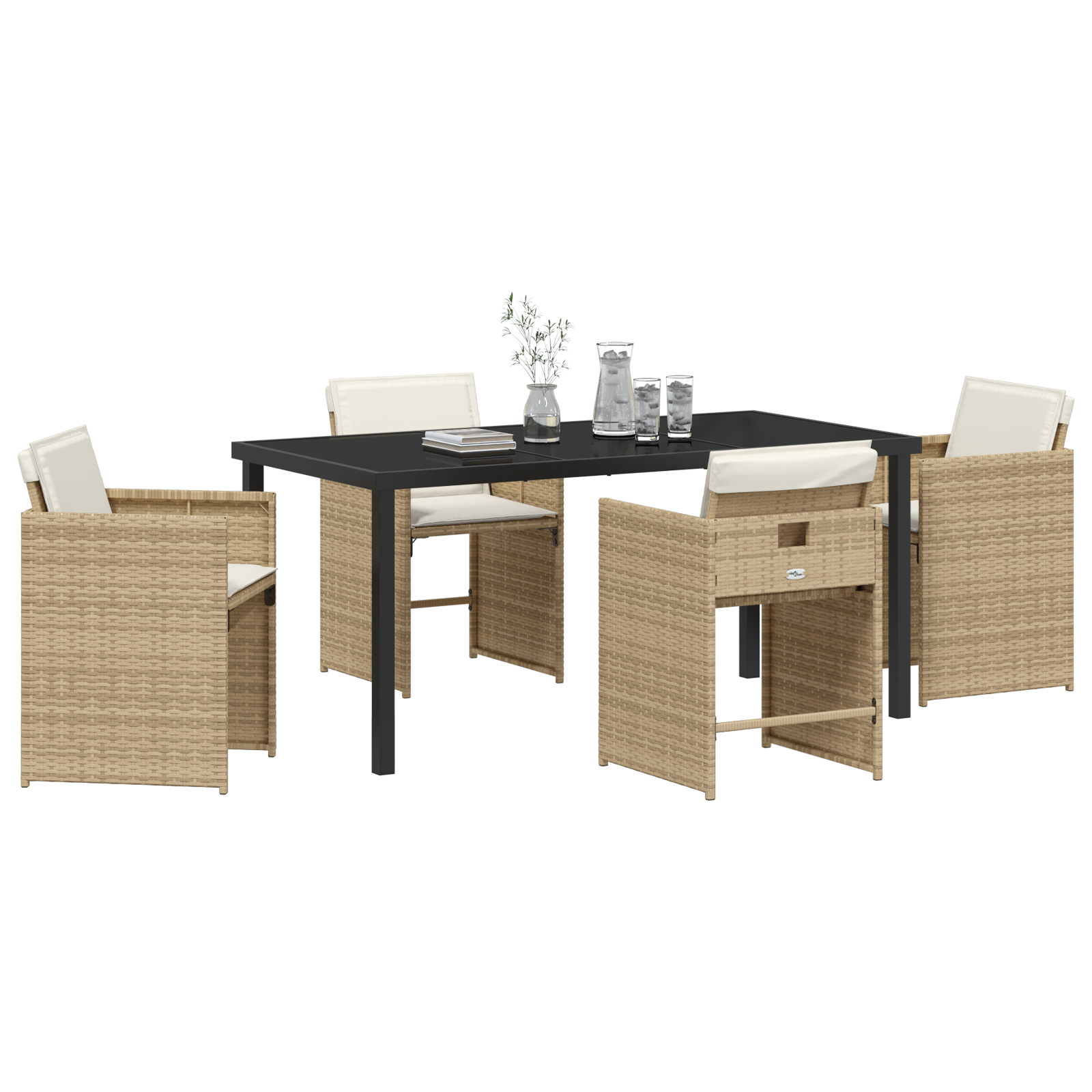 Set de dining de grădină cu 5 piese și perne - Poliratan bej GartenMobel Dekor