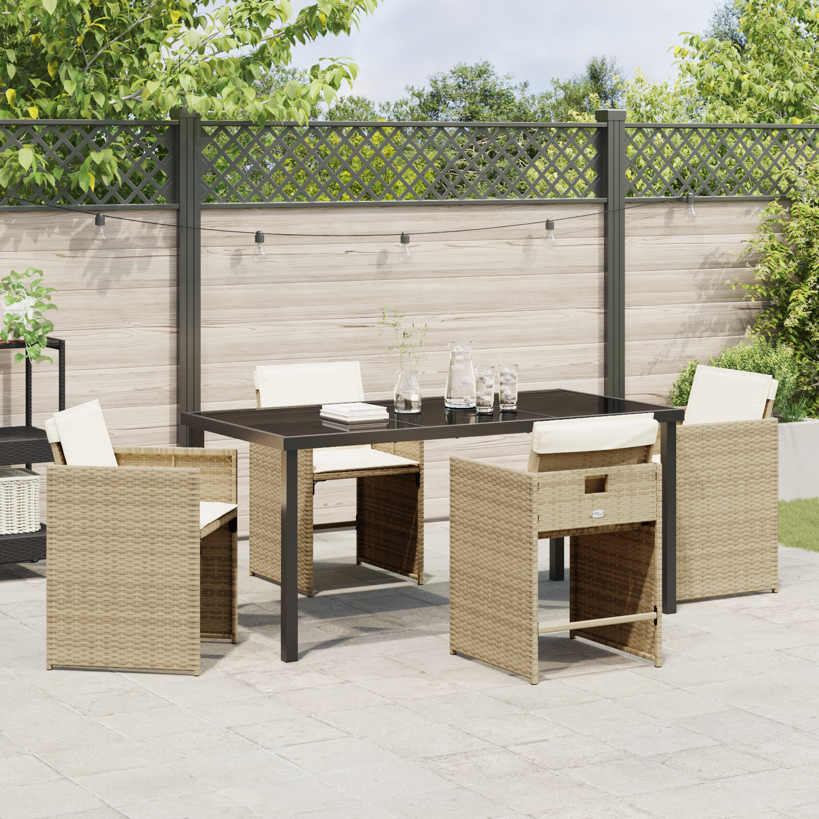 Set de dining de grădină cu 5 piese și perne - Poliratan bej GartenMobel Dekor