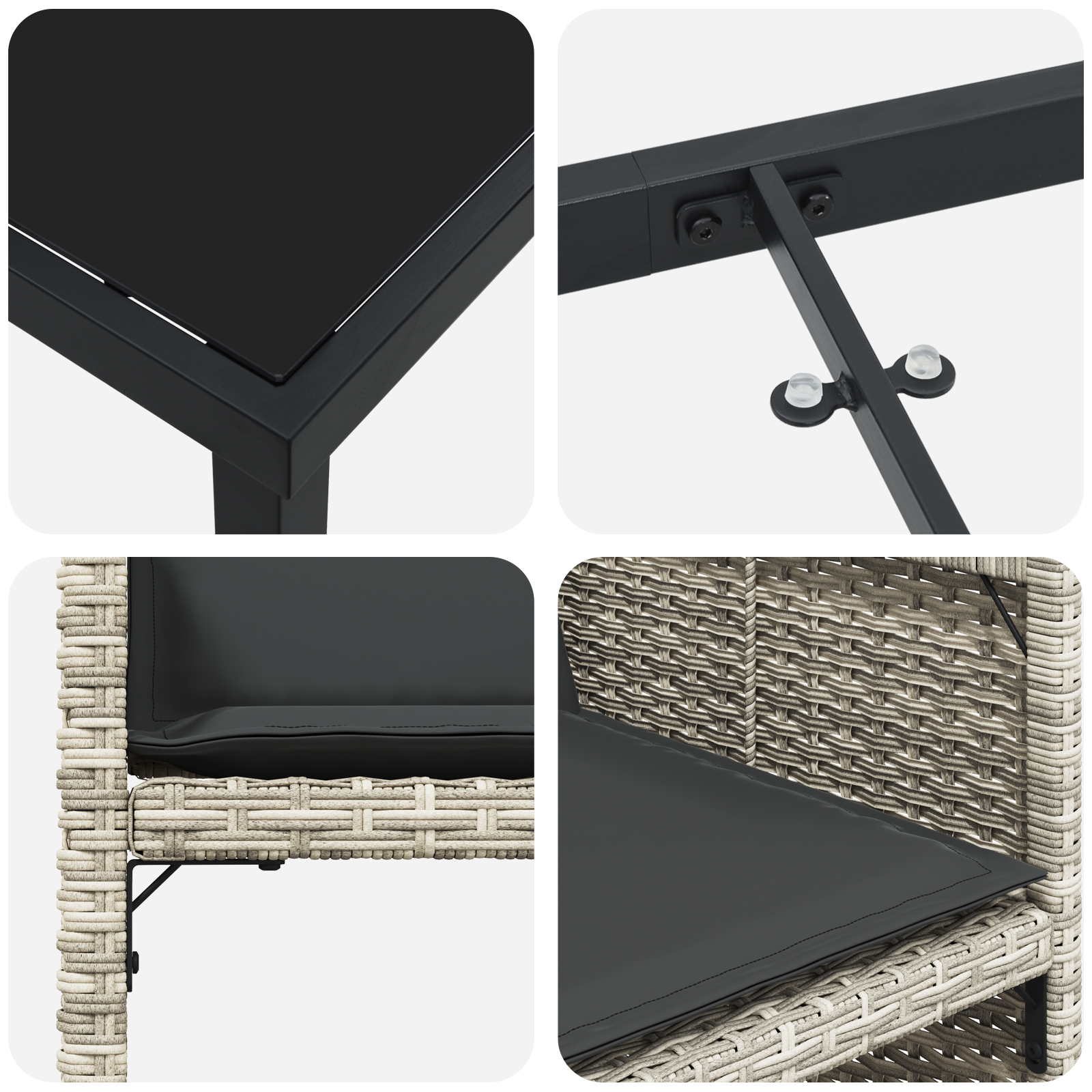 Set de dining de grădină cu 5 piese și perne gri deschis din poliratan GartenMobel Dekor