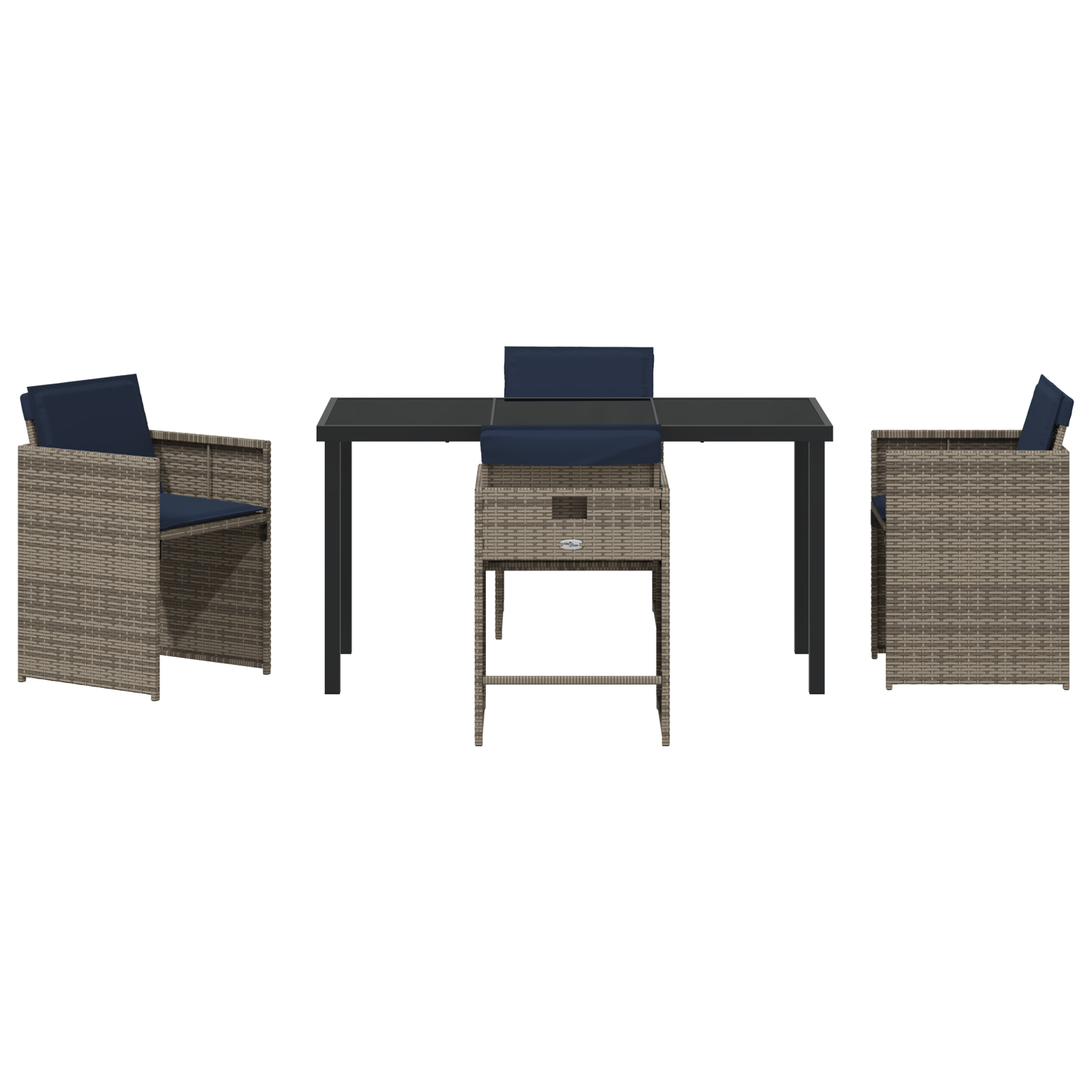 Set de dining de grădină cu perne din ratan gri GartenMobel Dekor