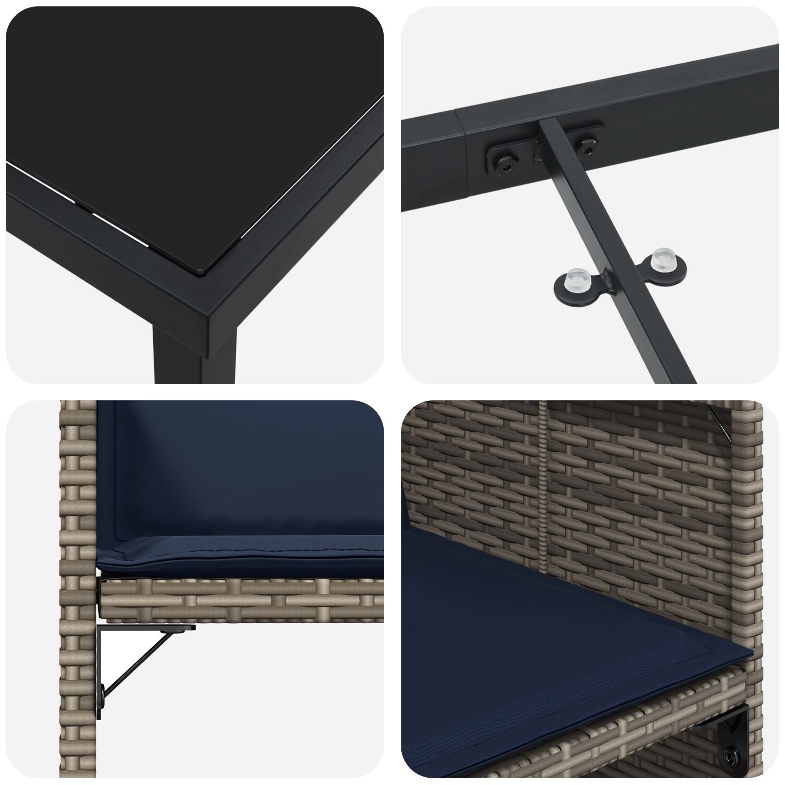 Set de dining de grădină cu perne din ratan gri GartenMobel Dekor