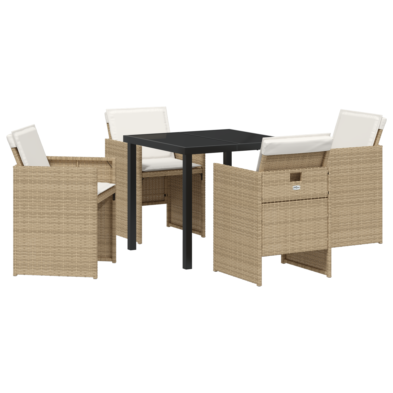 Set de dining pentru grădină 5 piese cu perne Bej Ratan Poli GartenMobel Dekor