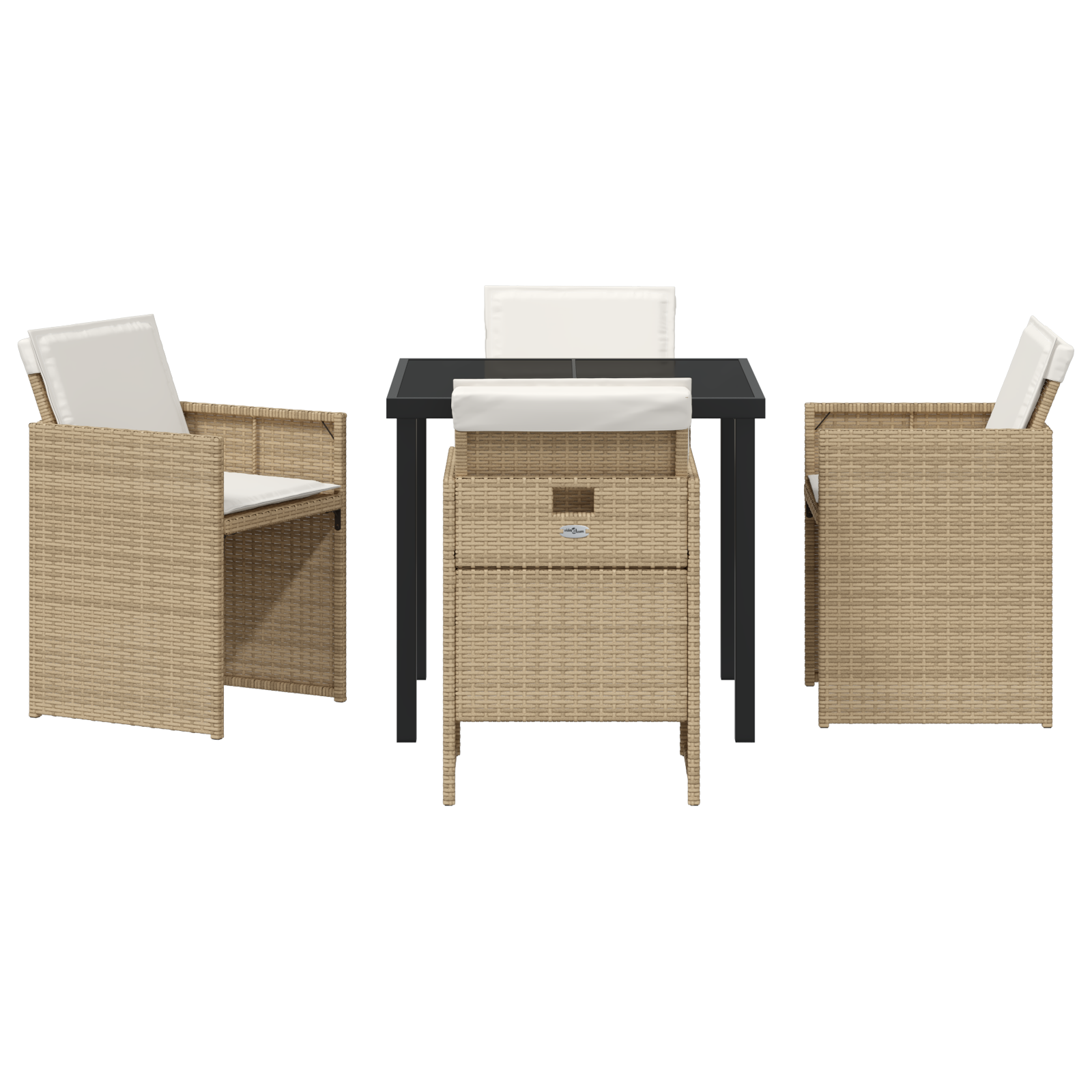 Set de dining pentru grădină 5 piese cu perne Bej Ratan Poli GartenMobel Dekor