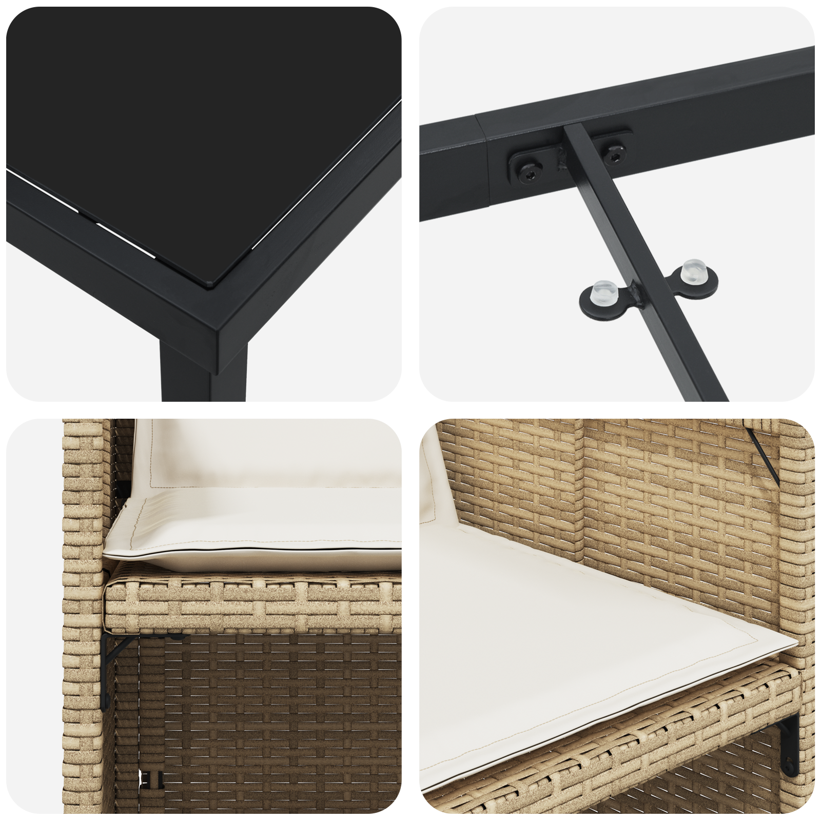 Set de dining pentru grădină 5 piese cu perne Ratan polimeric bej GartenMobel Dekor