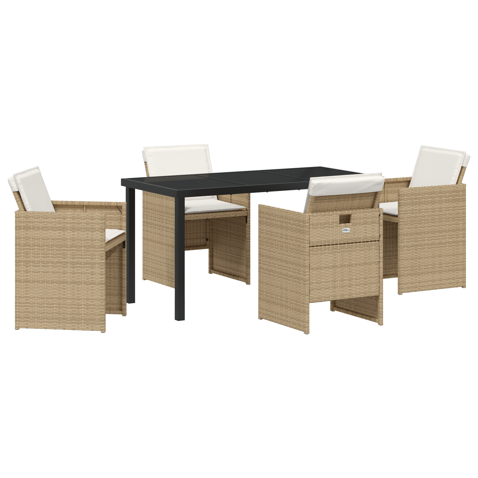 Set de dining pentru grădină 5 piese cu perne Ratan polimeric bej GartenMobel Dekor