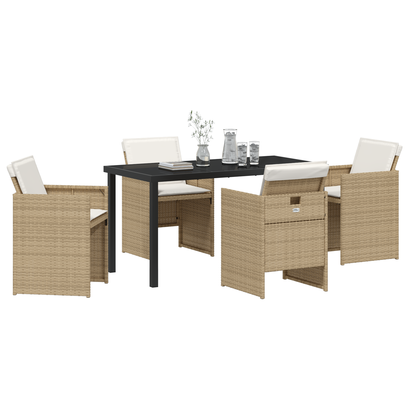 Set de dining pentru grădină 5 piese cu perne Ratan polimeric bej GartenMobel Dekor