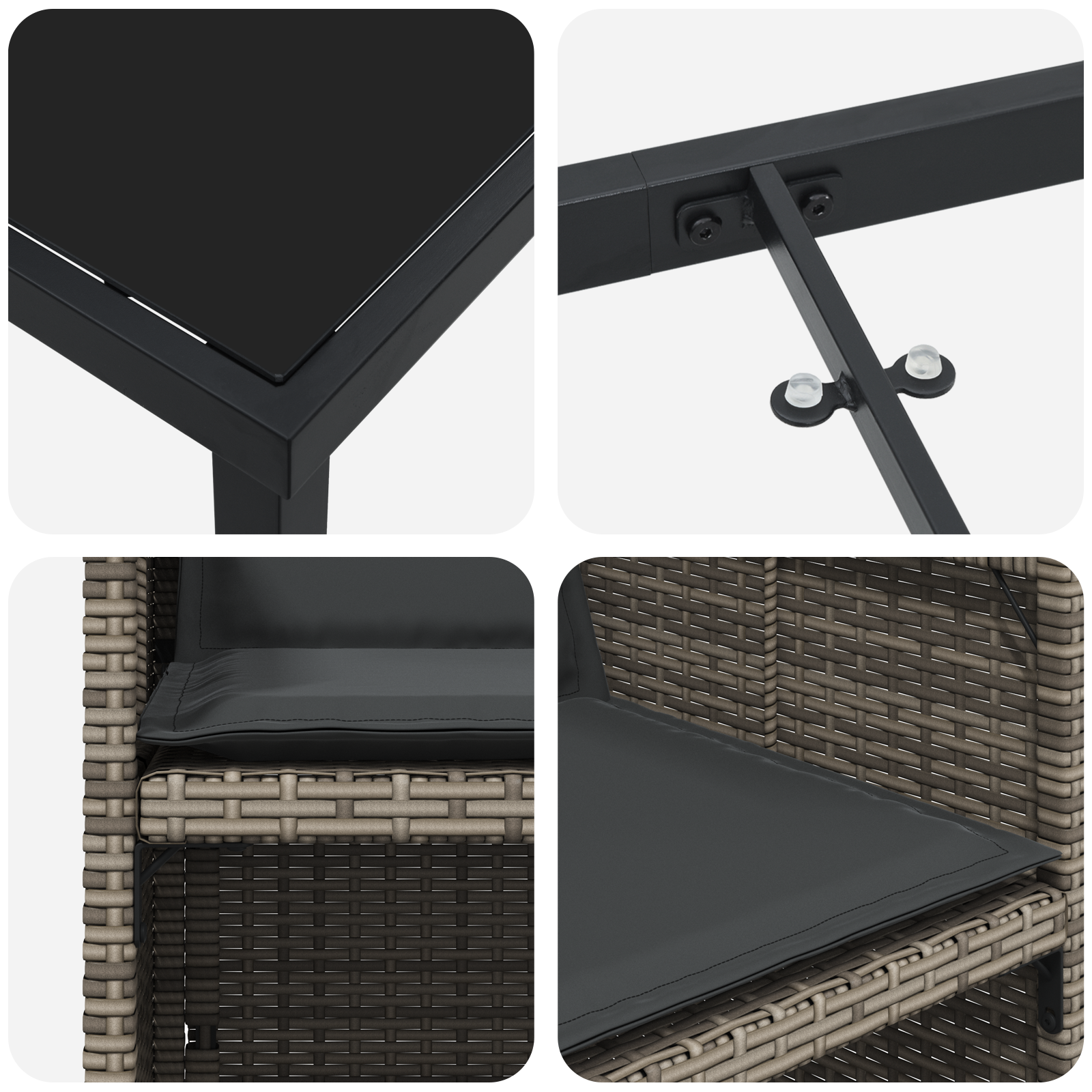 Set de dining pentru grădină 5 piese cu perne gri din rattan poliester GartenMobel Dekor