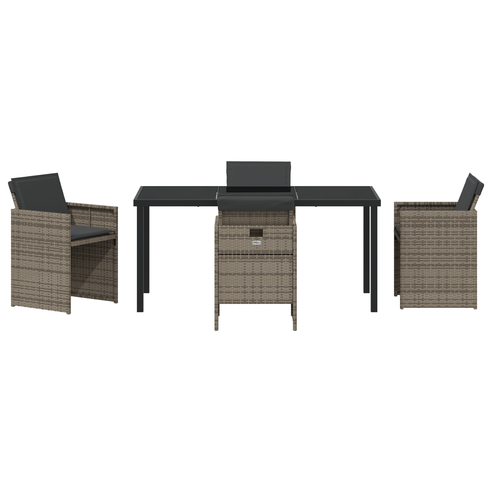 Set de dining pentru grădină 5 piese cu perne gri din rattan poliester GartenMobel Dekor