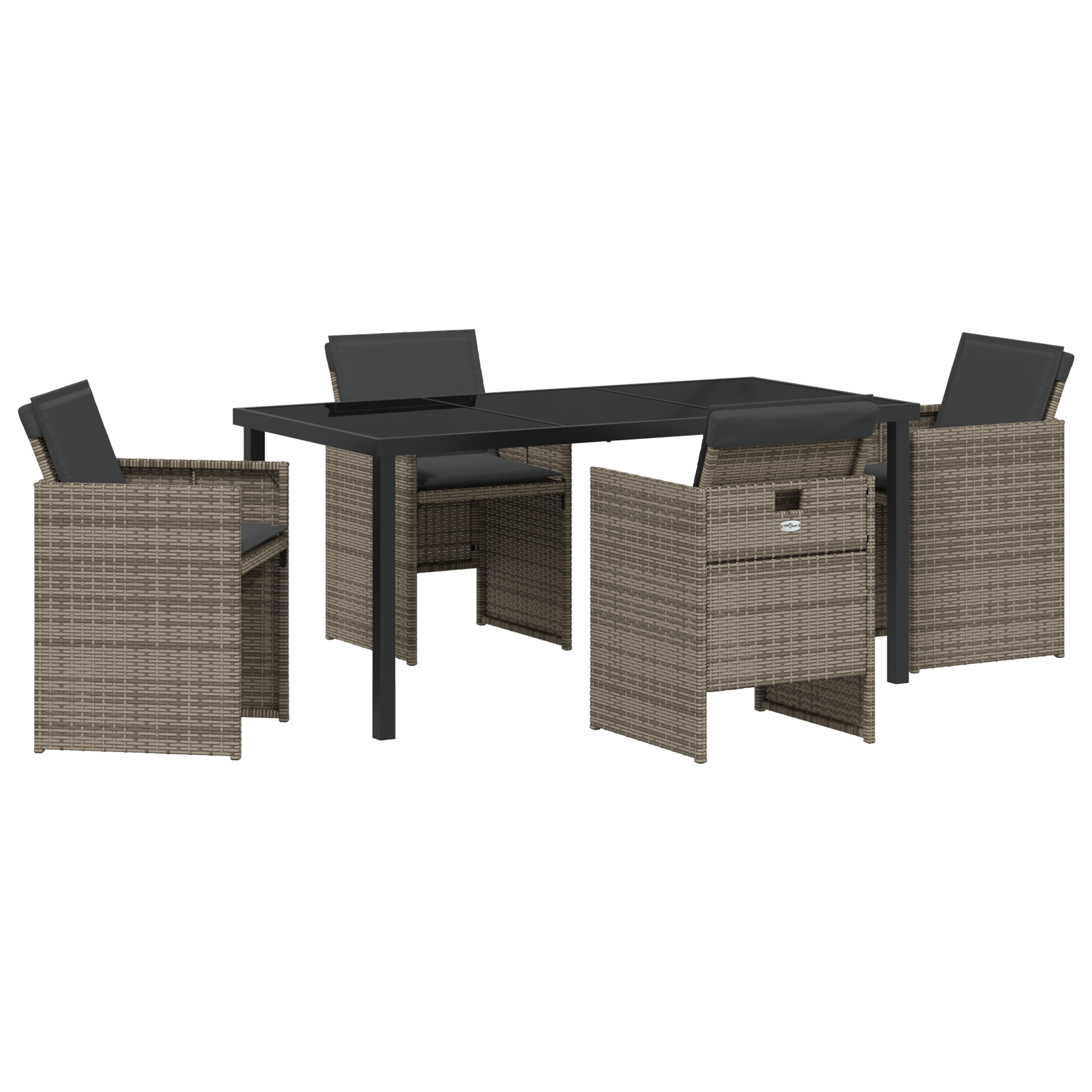 Set de dining pentru grădină 5 piese cu perne gri din rattan poliester GartenMobel Dekor