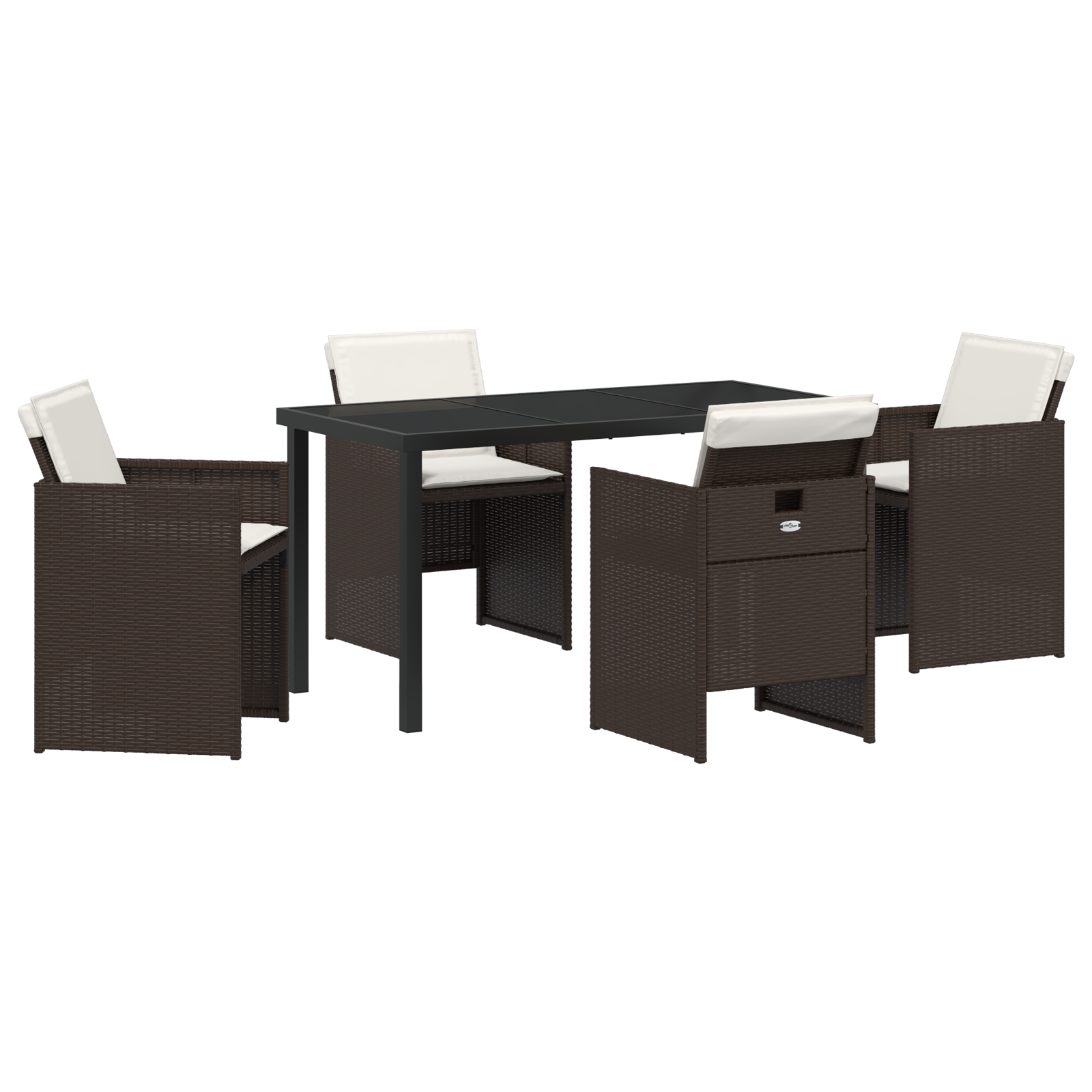 Set de dining pentru grădină cu 5 piese și perne din ratan poliat maro GartenMobel Dekor
