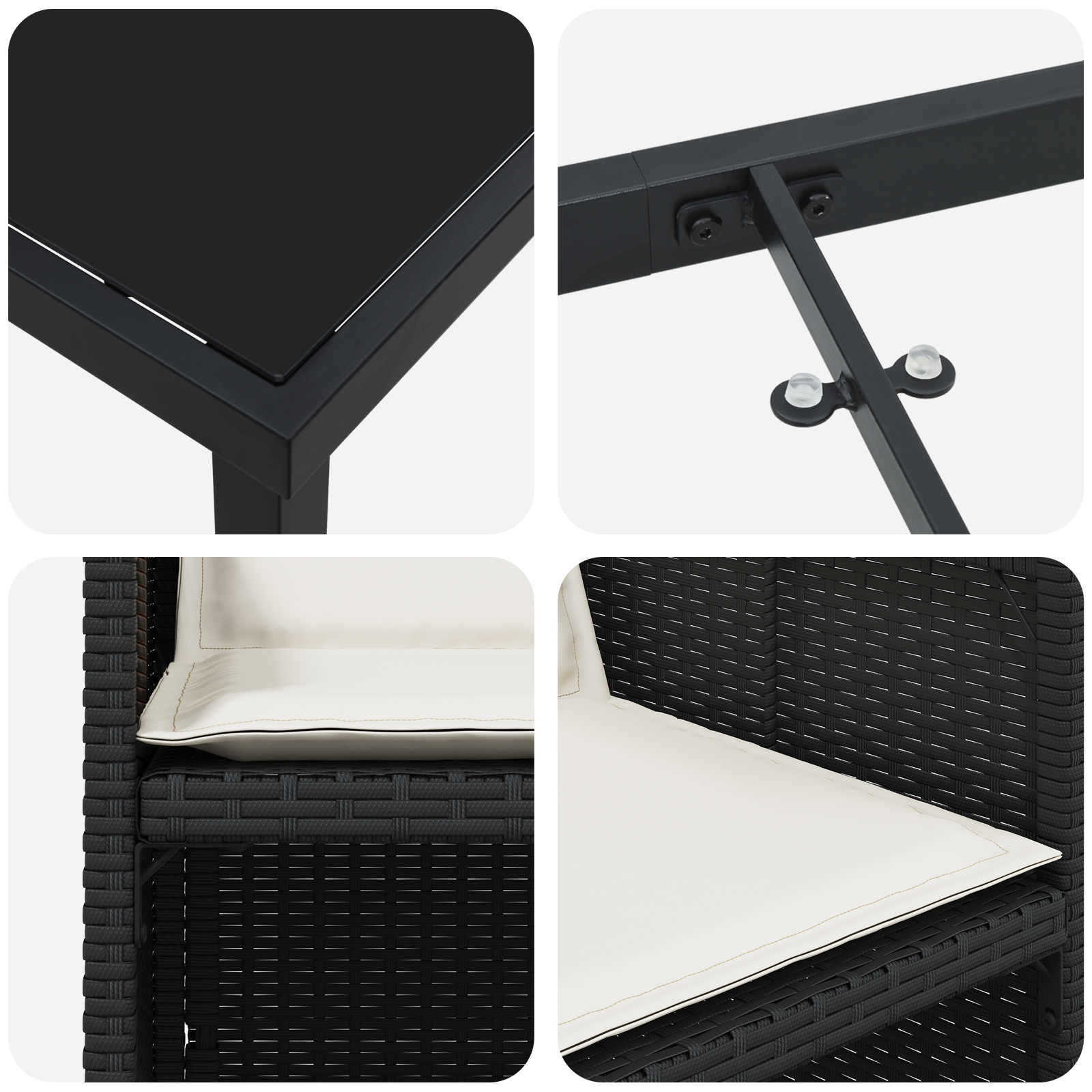 Set de dining pentru grădină cu perne, negru din ratan poli GartenMobel Dekor