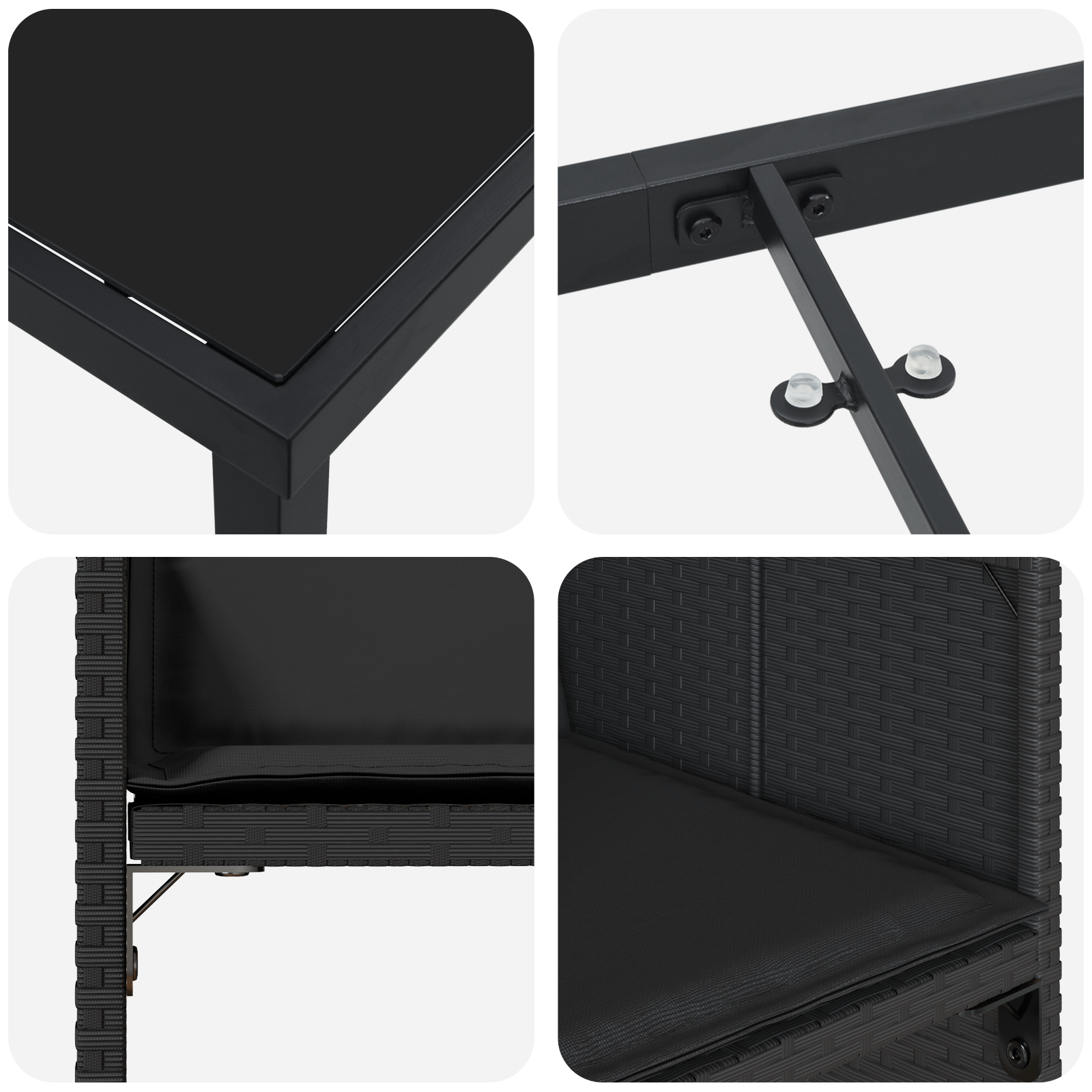 Set de dining pentru grădină de 5 piese cu perne Negru Poliratan GartenMobel Dekor