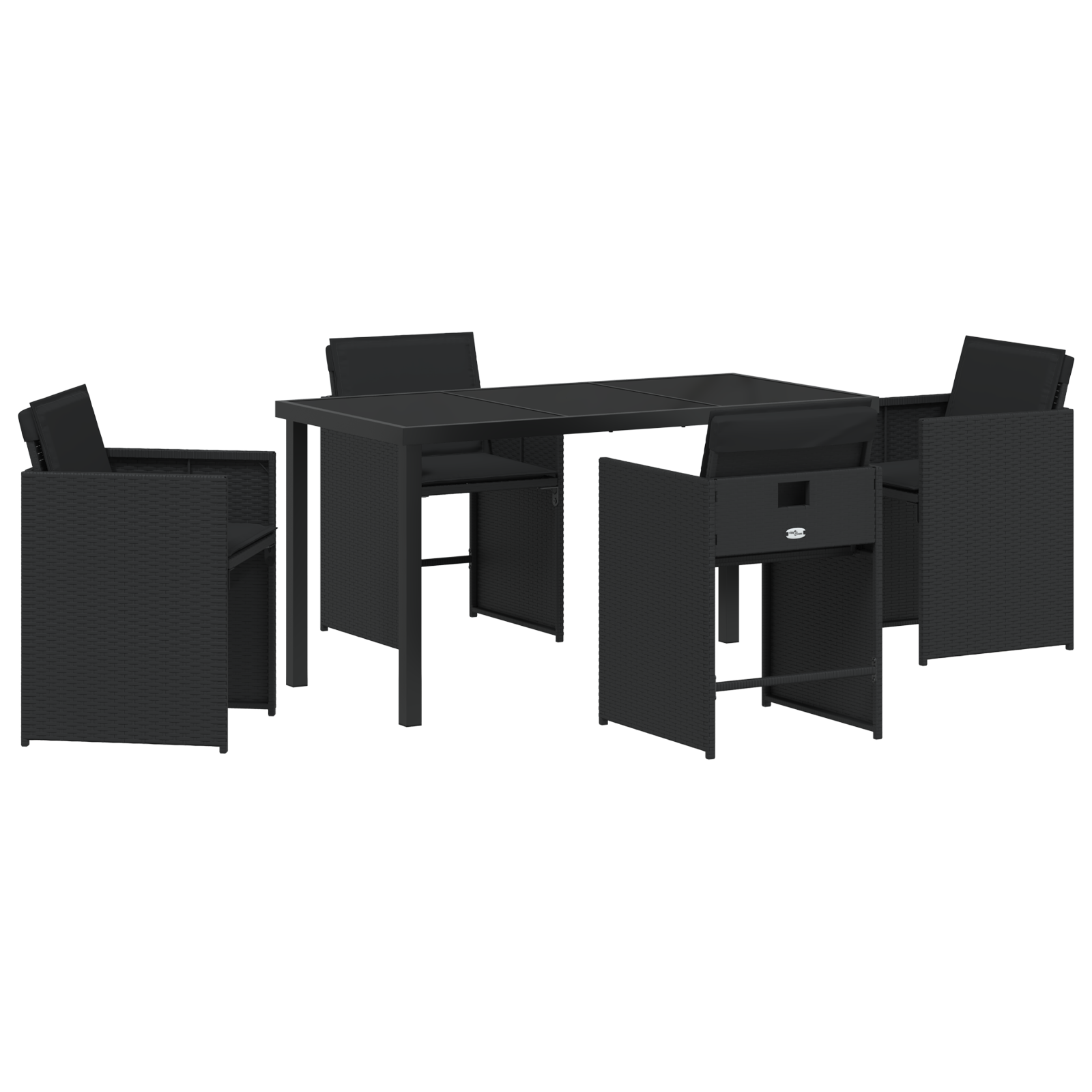 Set de dining pentru grădină de 5 piese cu perne Negru Poliratan GartenMobel Dekor