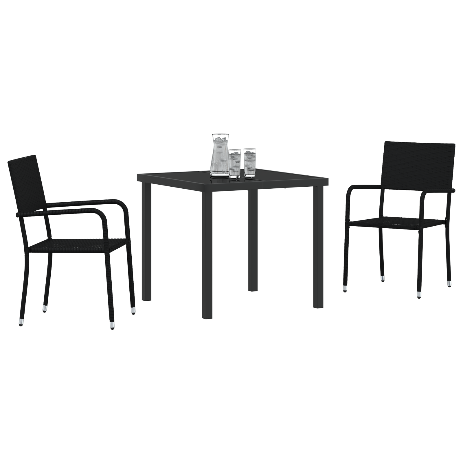 Set de grădină 3 piese Negru din Poliratan GartenMobel Dekor