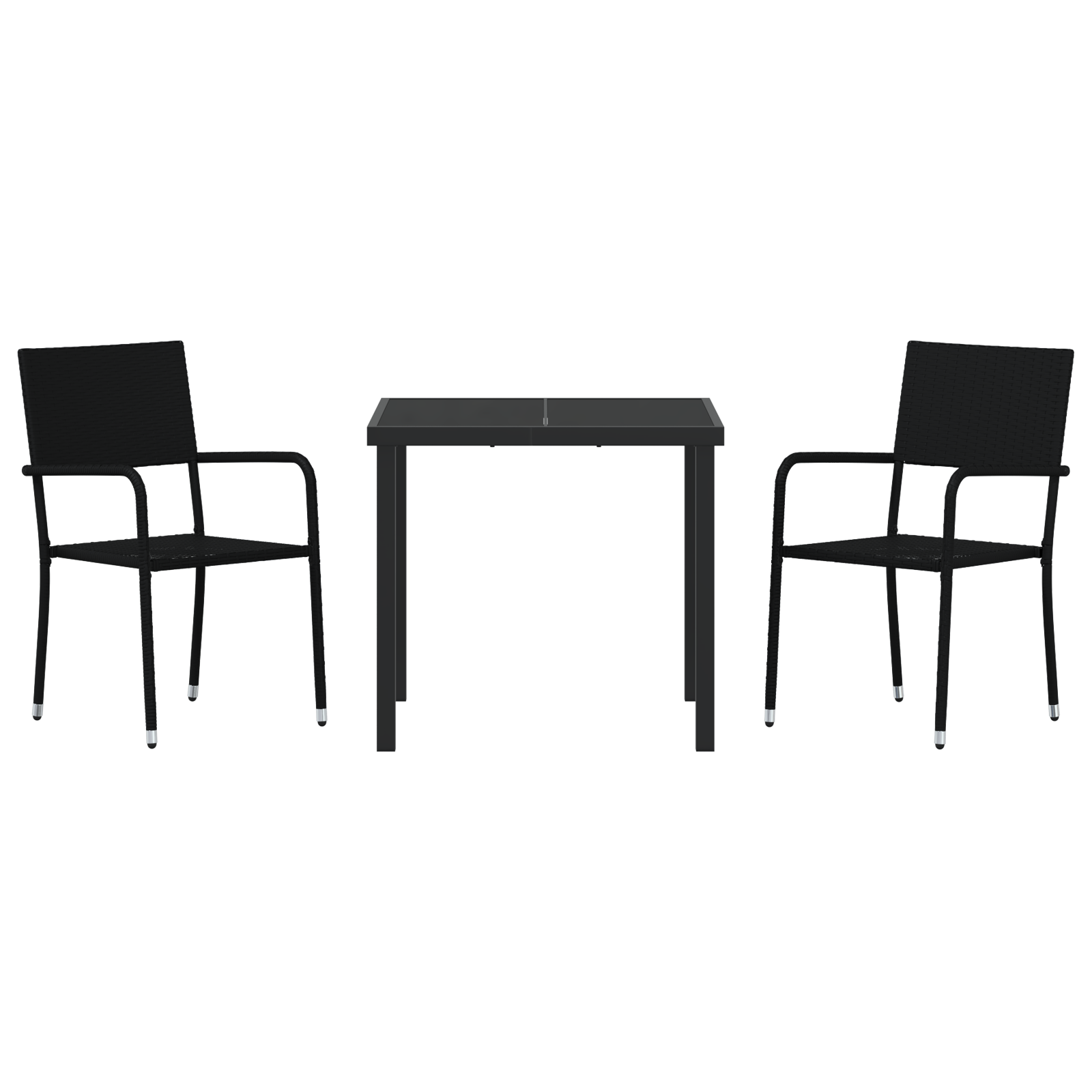 Set de grădină 3 piese Negru din Poliratan GartenMobel Dekor