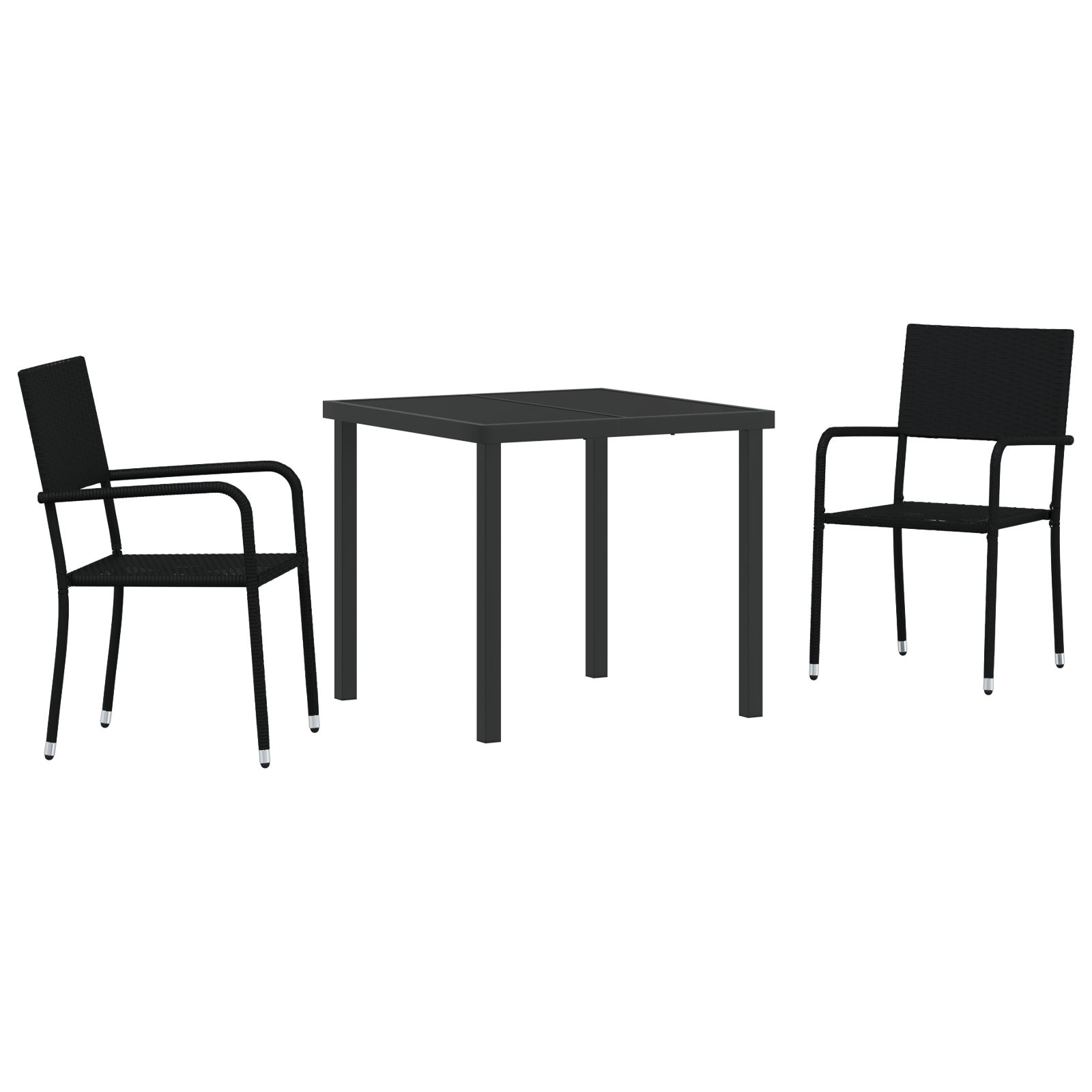 Set de grădină 3 piese Negru din Poliratan GartenMobel Dekor