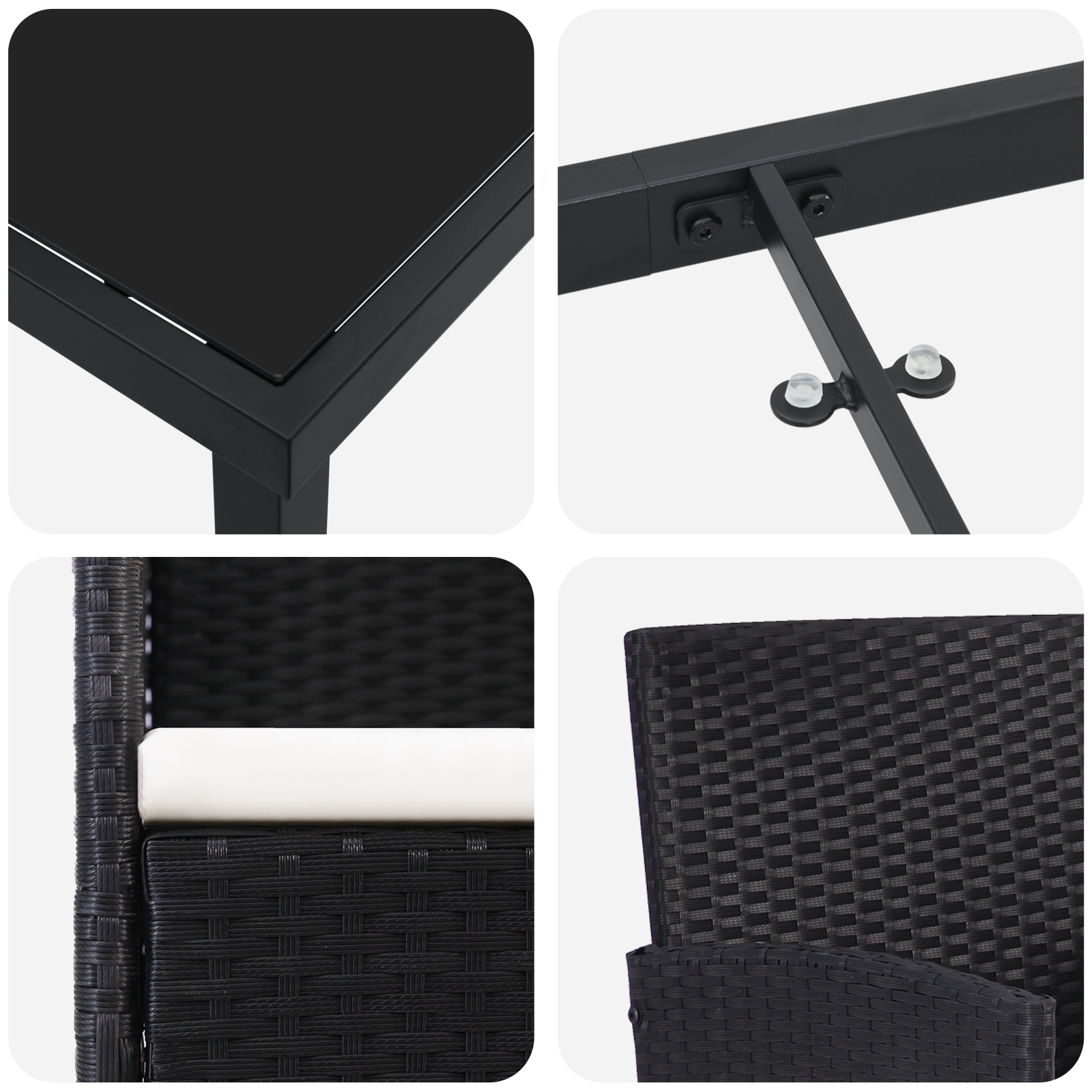 Set de mese de grădină cu 5 piese cu perne, Negru, Ratan poli GartenMobel Dekor