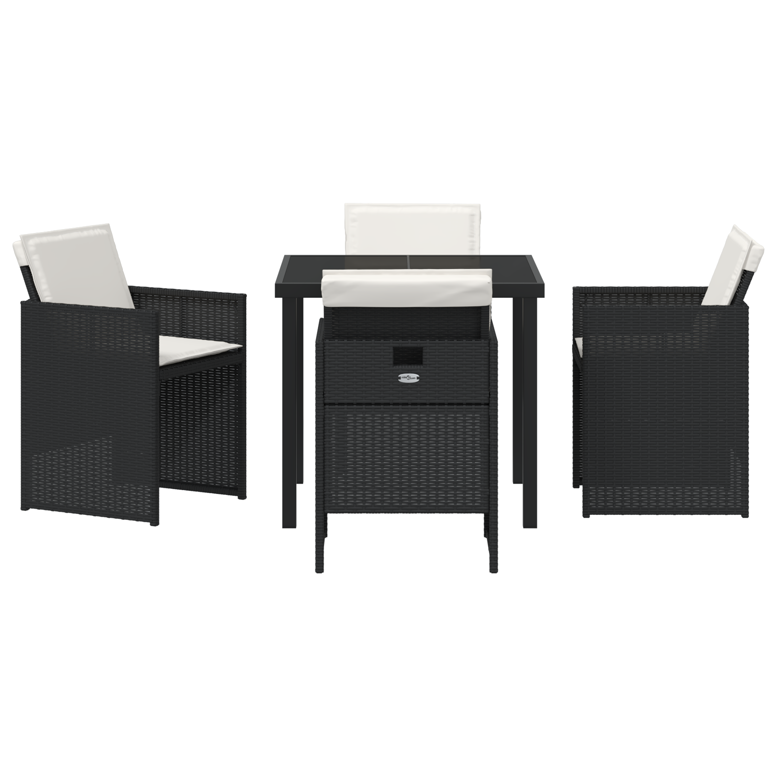 Set dining grădină 5 piese cu perne din ratan poliester negru GartenMobel Dekor