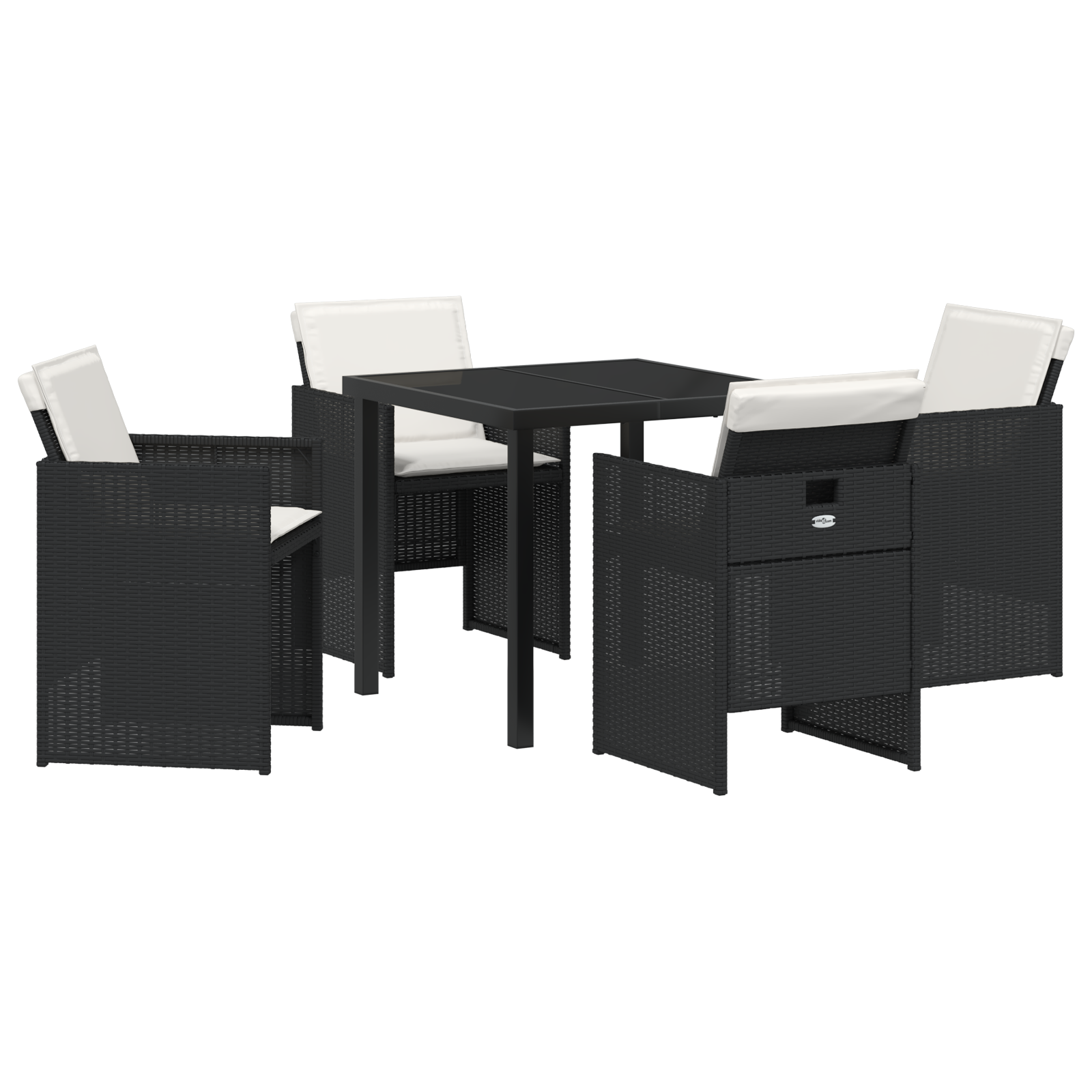 Set dining grădină 5 piese cu perne din ratan poliester negru GartenMobel Dekor