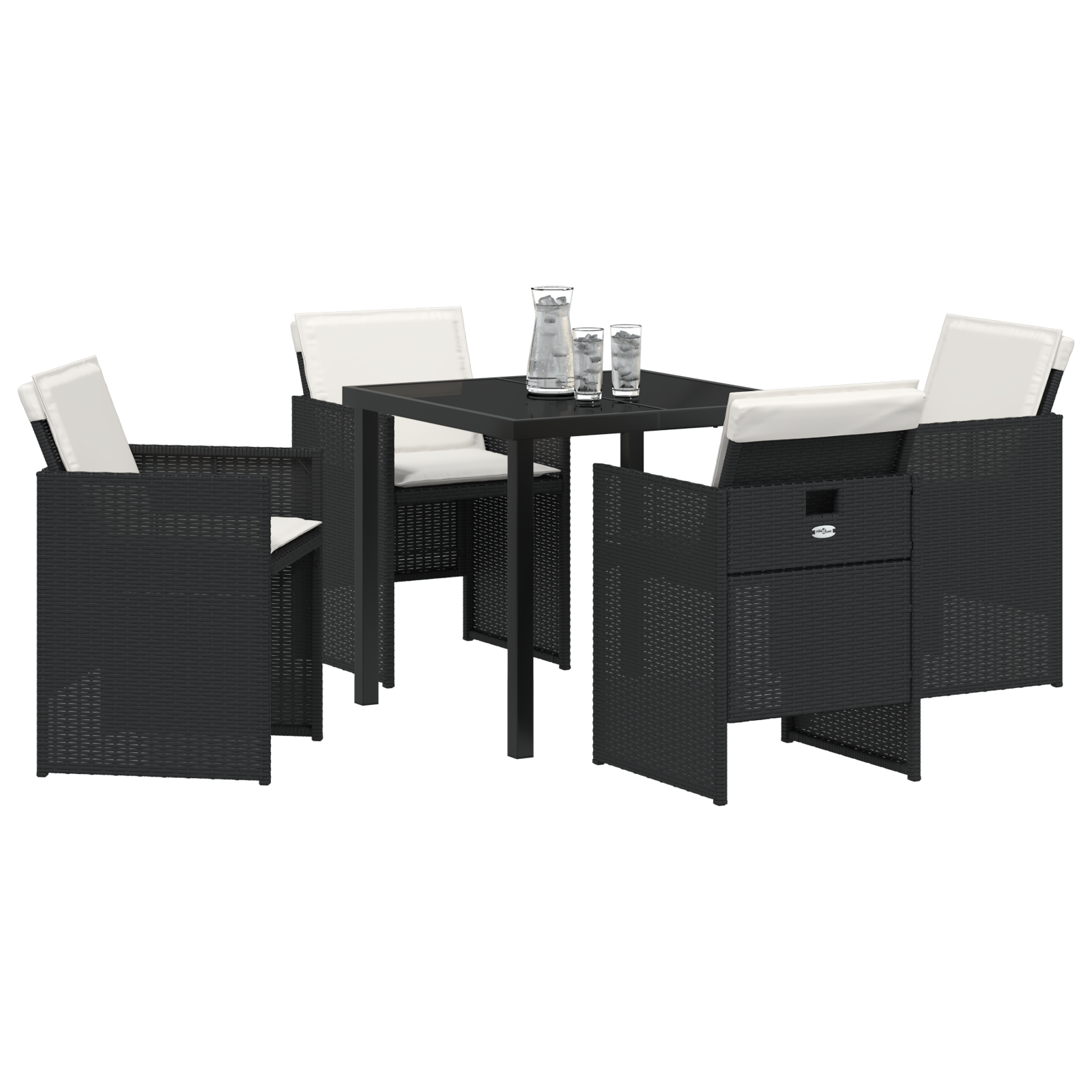 Set dining grădină 5 piese cu perne din ratan poliester negru GartenMobel Dekor