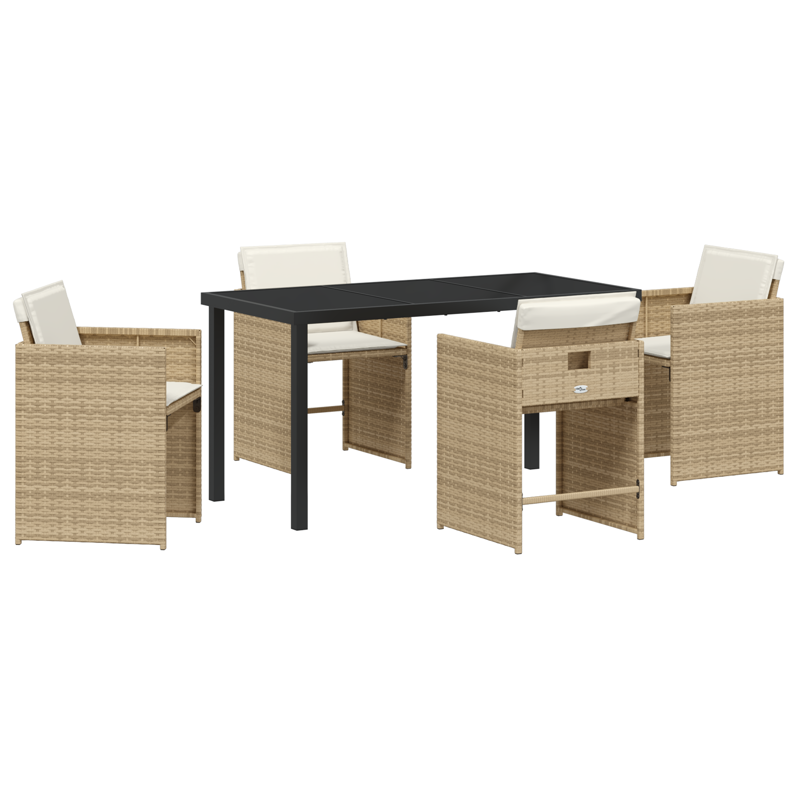 Set dining grădină cu perne Bej Rattan PE GartenMobel Dekor