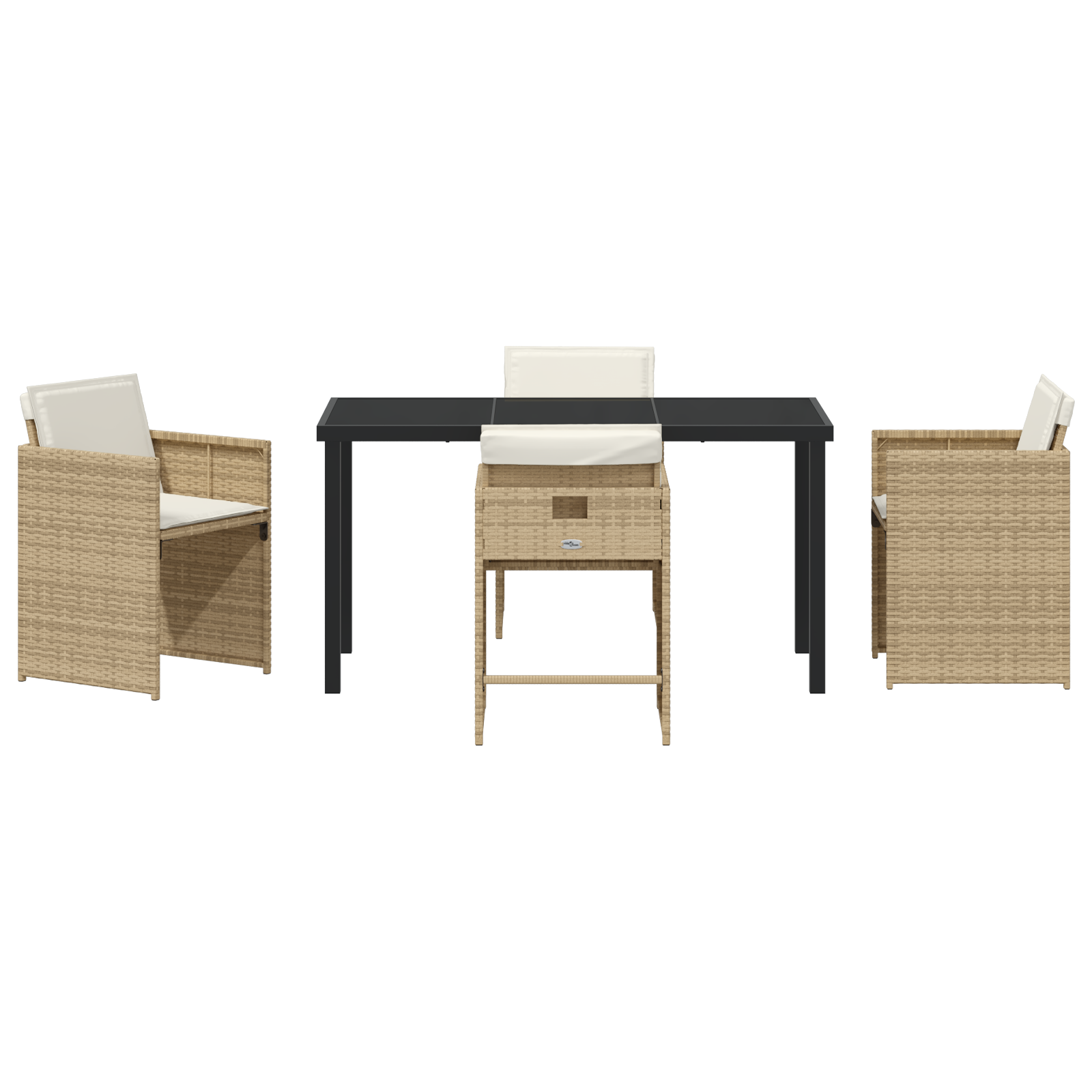 Set dining grădină cu perne Bej Rattan PE GartenMobel Dekor