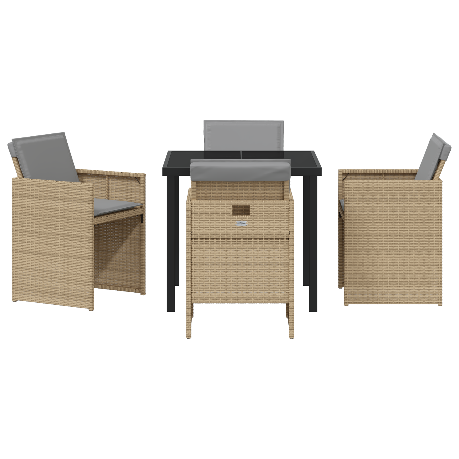 Set dining pentru grădină cu perne în ratan poliester bej GartenMobel Dekor
