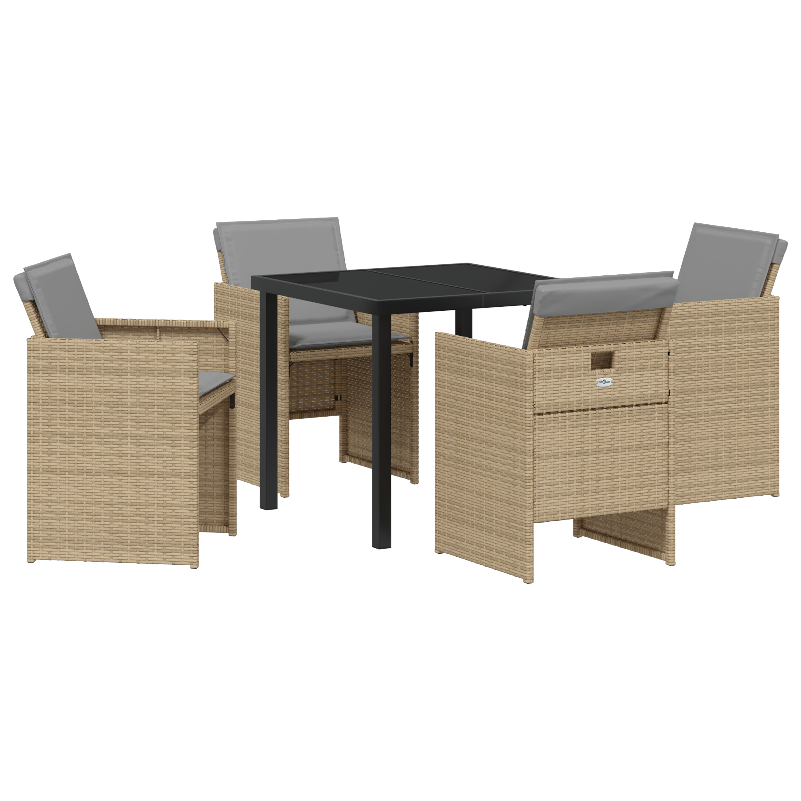 Set dining pentru grădină cu perne în ratan poliester bej GartenMobel Dekor