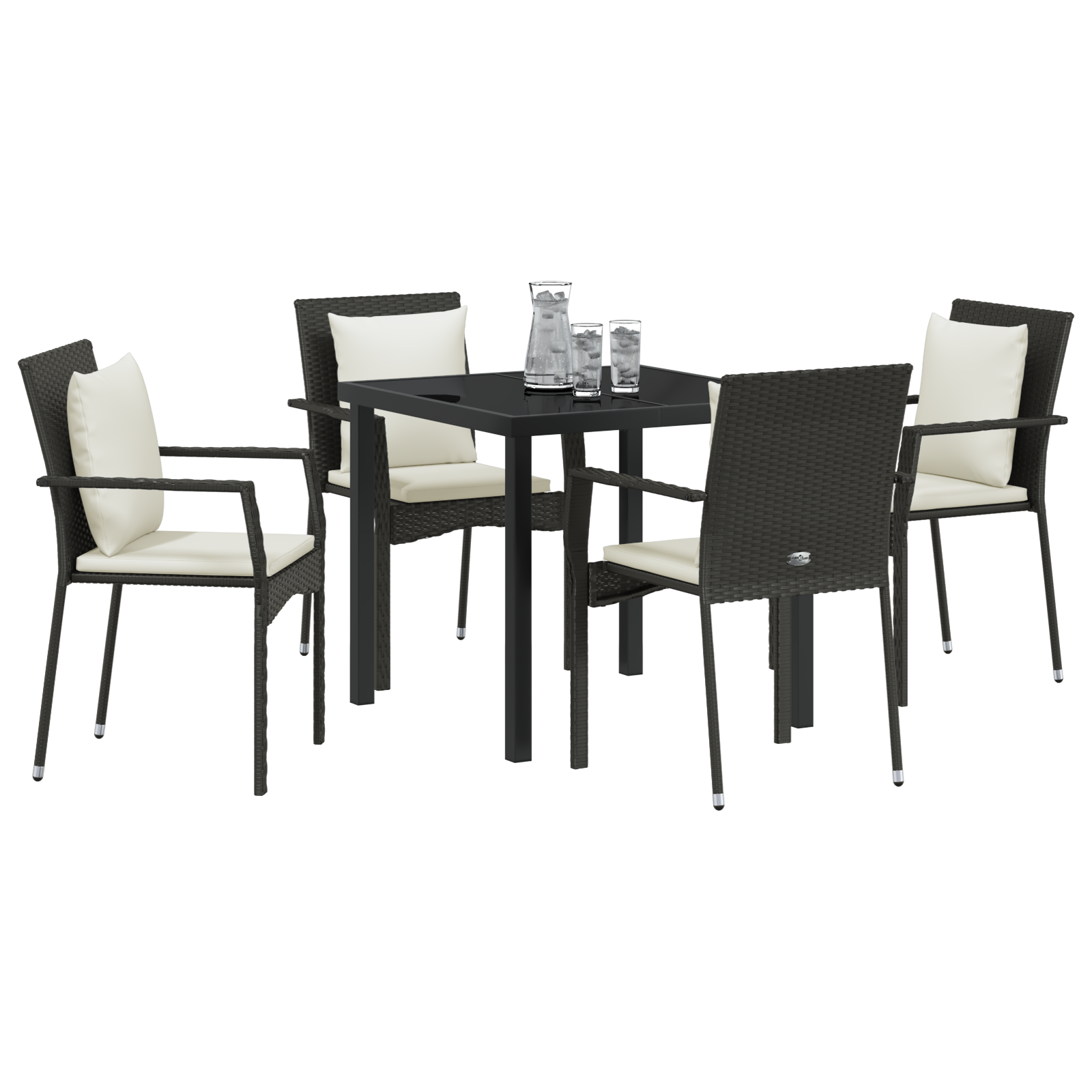 Set 5 piese dining grădină cu perne - Poliratan negru GartenMobel Dekor