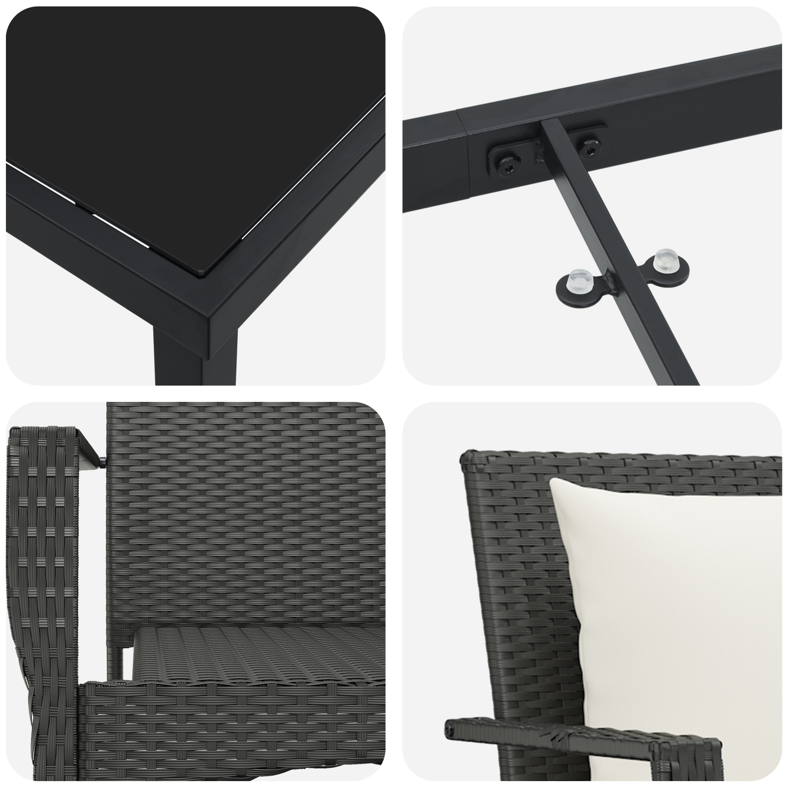 Set 5 piese dining grădină cu perne - Poliratan negru GartenMobel Dekor