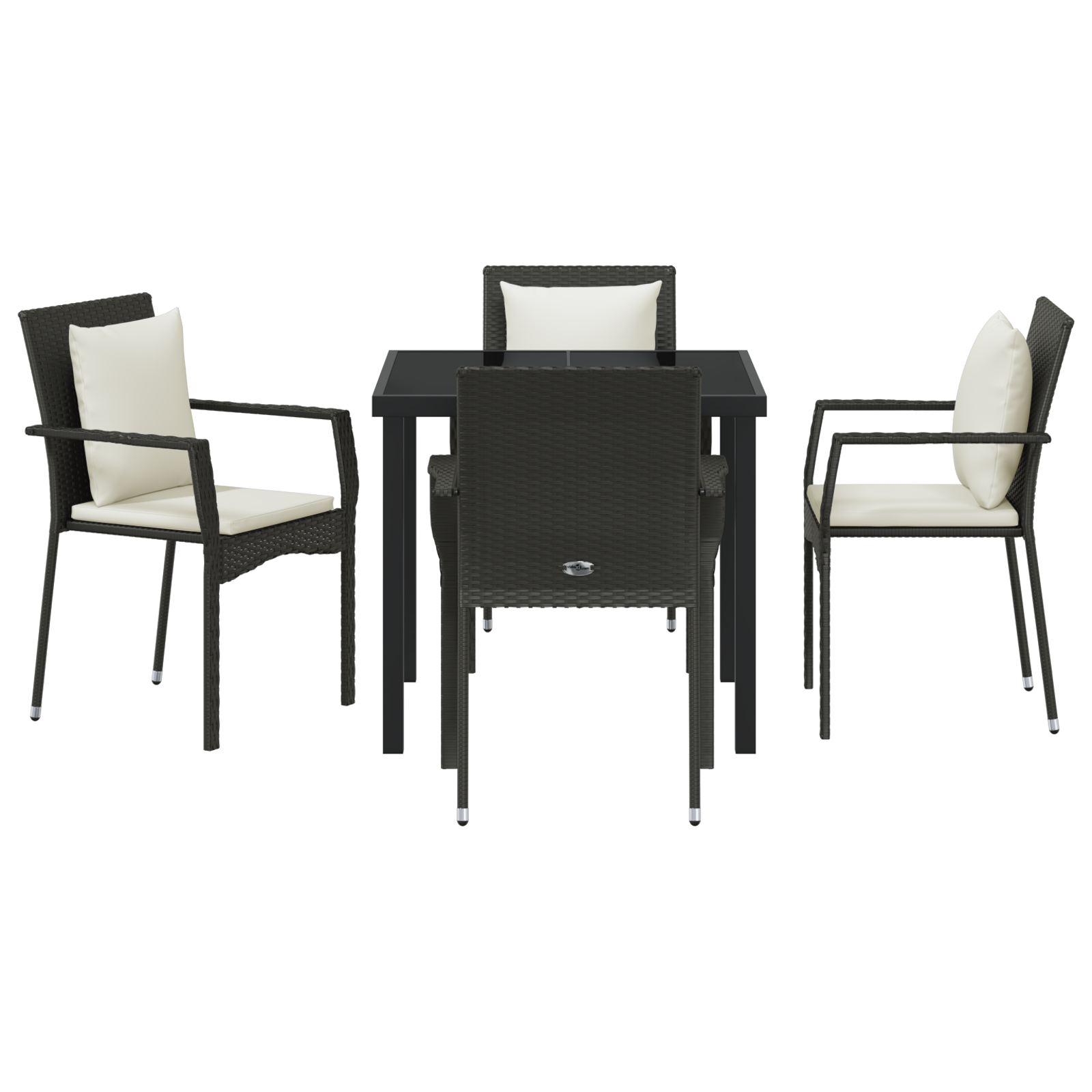 Set 5 piese dining grădină cu perne - Poliratan negru GartenMobel Dekor