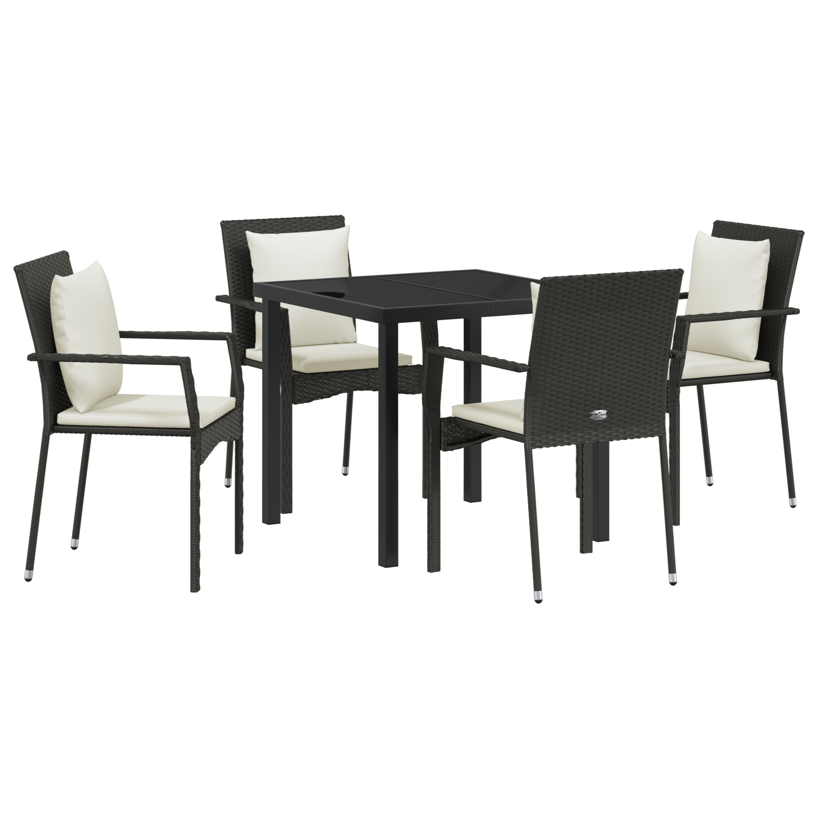 Set 5 piese dining grădină cu perne - Poliratan negru GartenMobel Dekor