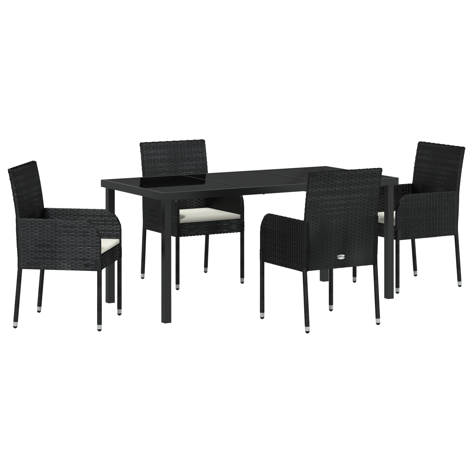 Set de 5 Piese de Masă pentru Grădină cu Pernă Negru Poliratan GartenMobel Dekor