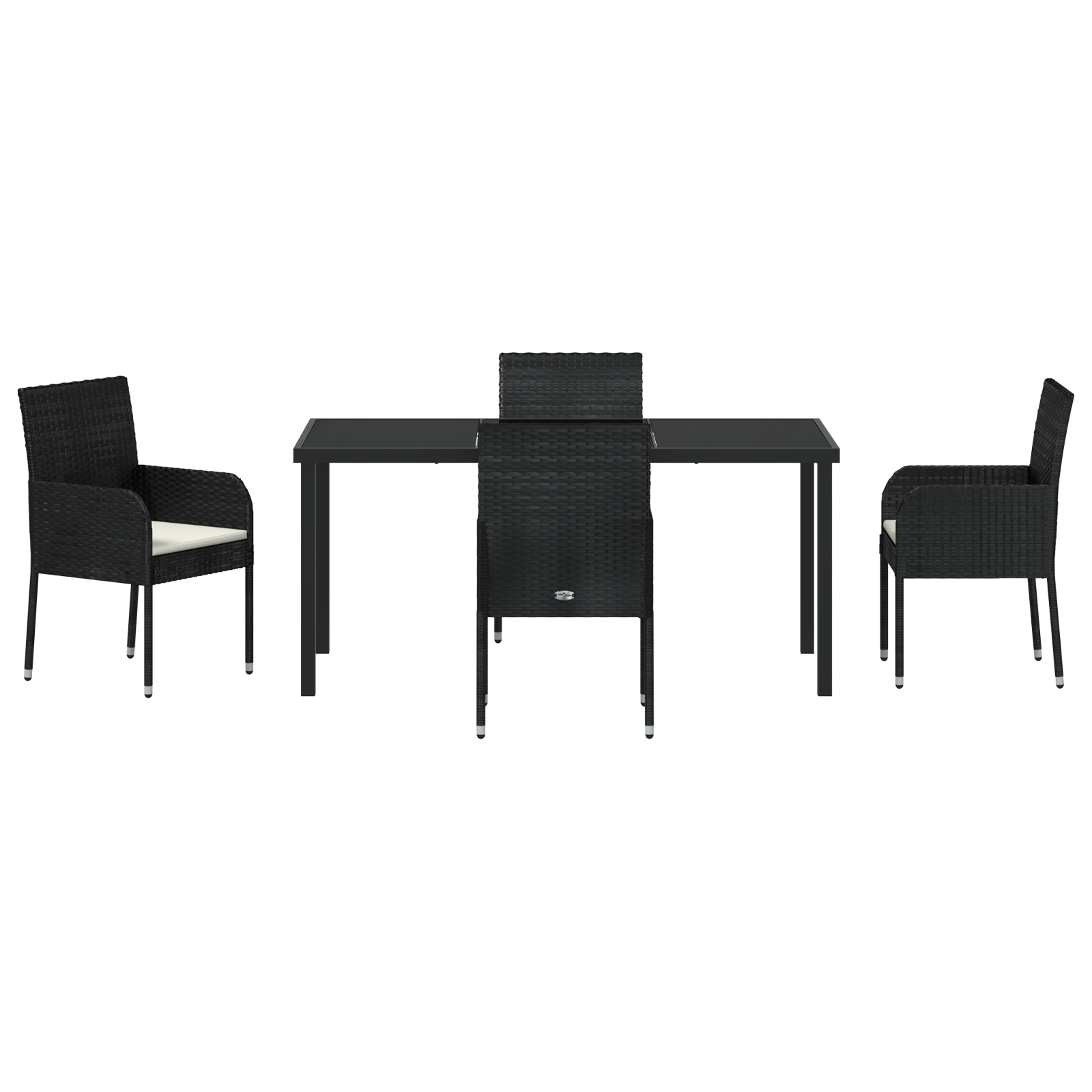 Set de 5 Piese de Masă pentru Grădină cu Pernă Negru Poliratan GartenMobel Dekor