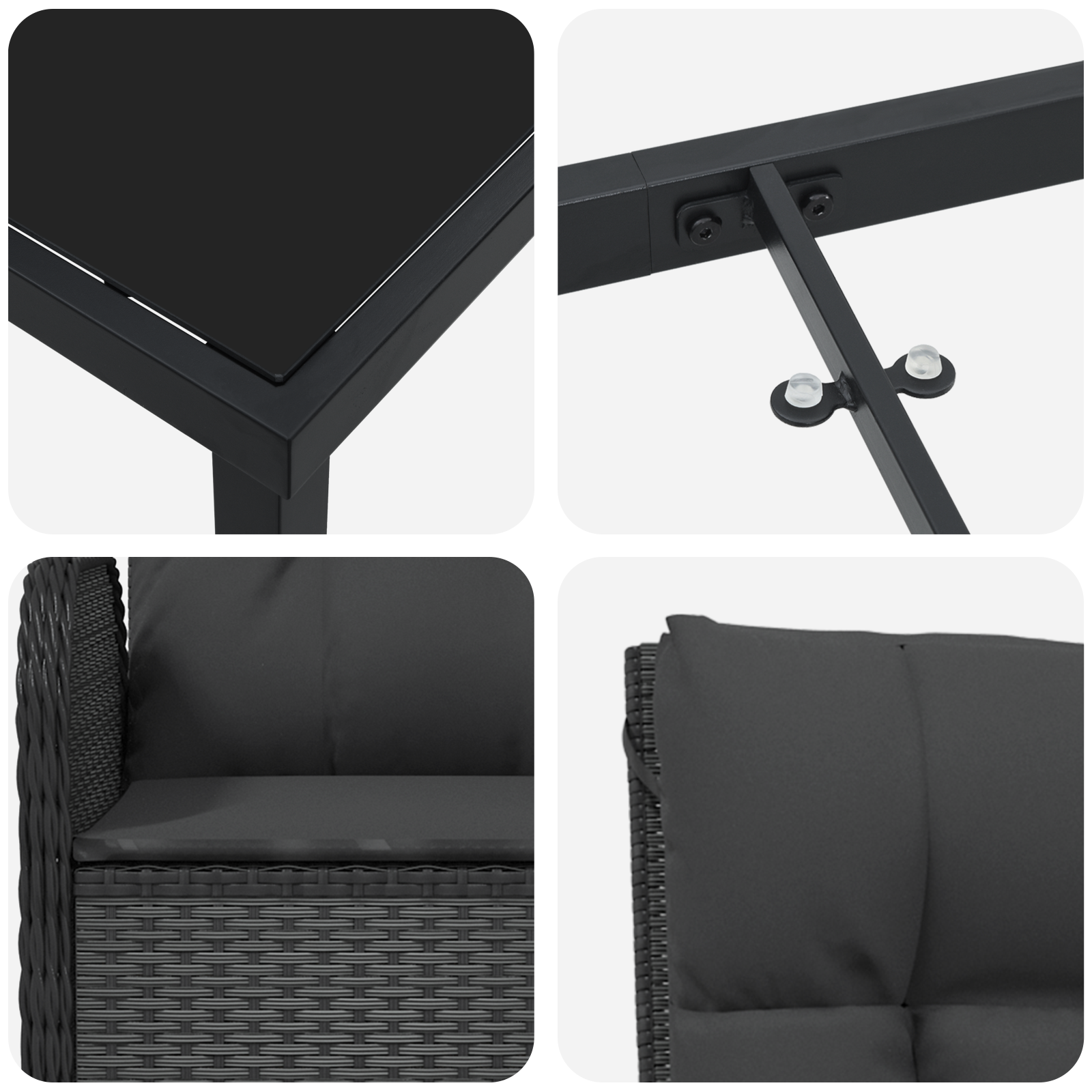 Set de 5 Piese pentru Masă în Grădină Negru Ratan Polimer GartenMobel Dekor