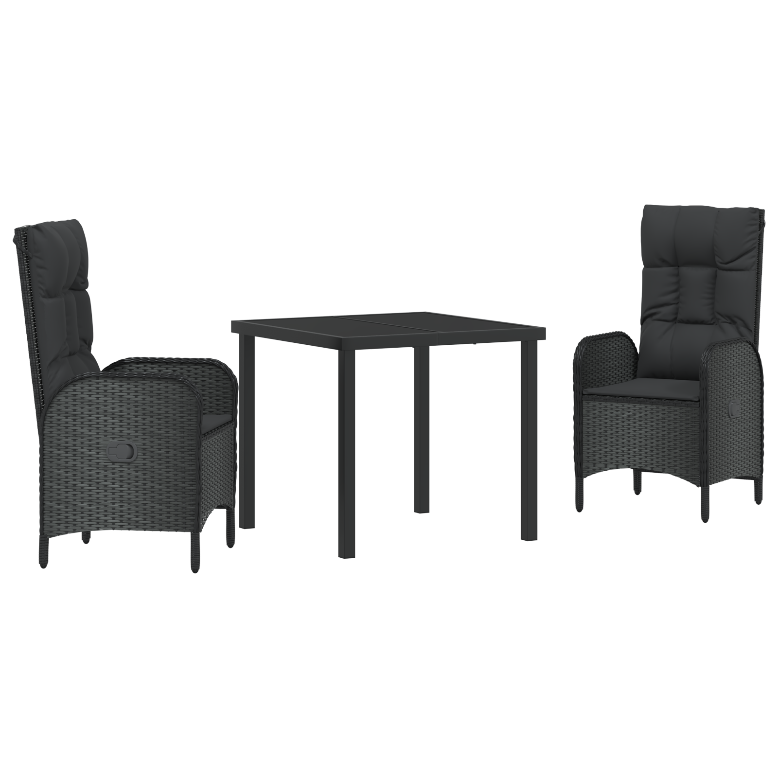 Set de Dining pentru Grădină 3 Piese Negru Ratan Poli GartenMobel Dekor