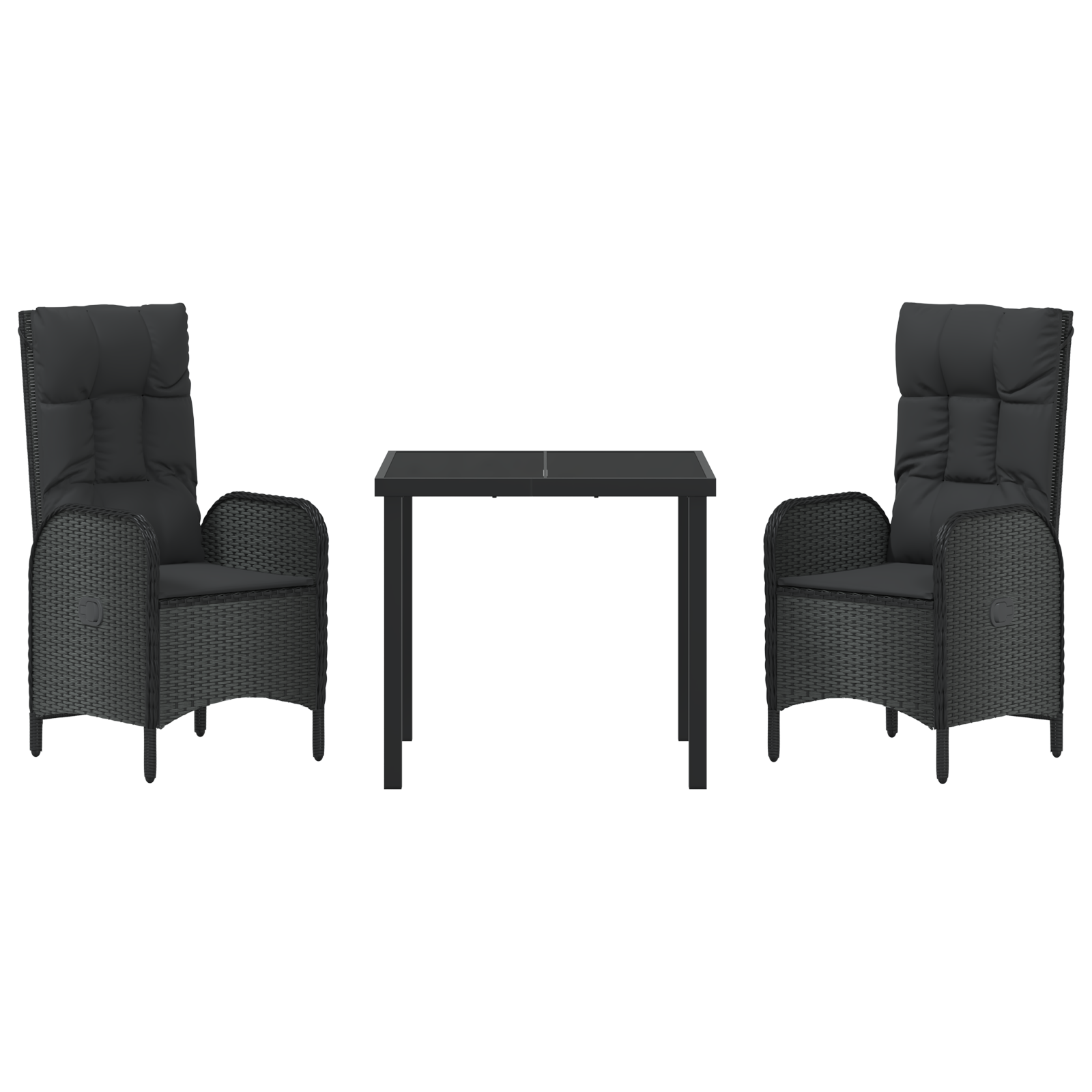 Set de Dining pentru Grădină 3 Piese Negru Ratan Poli GartenMobel Dekor