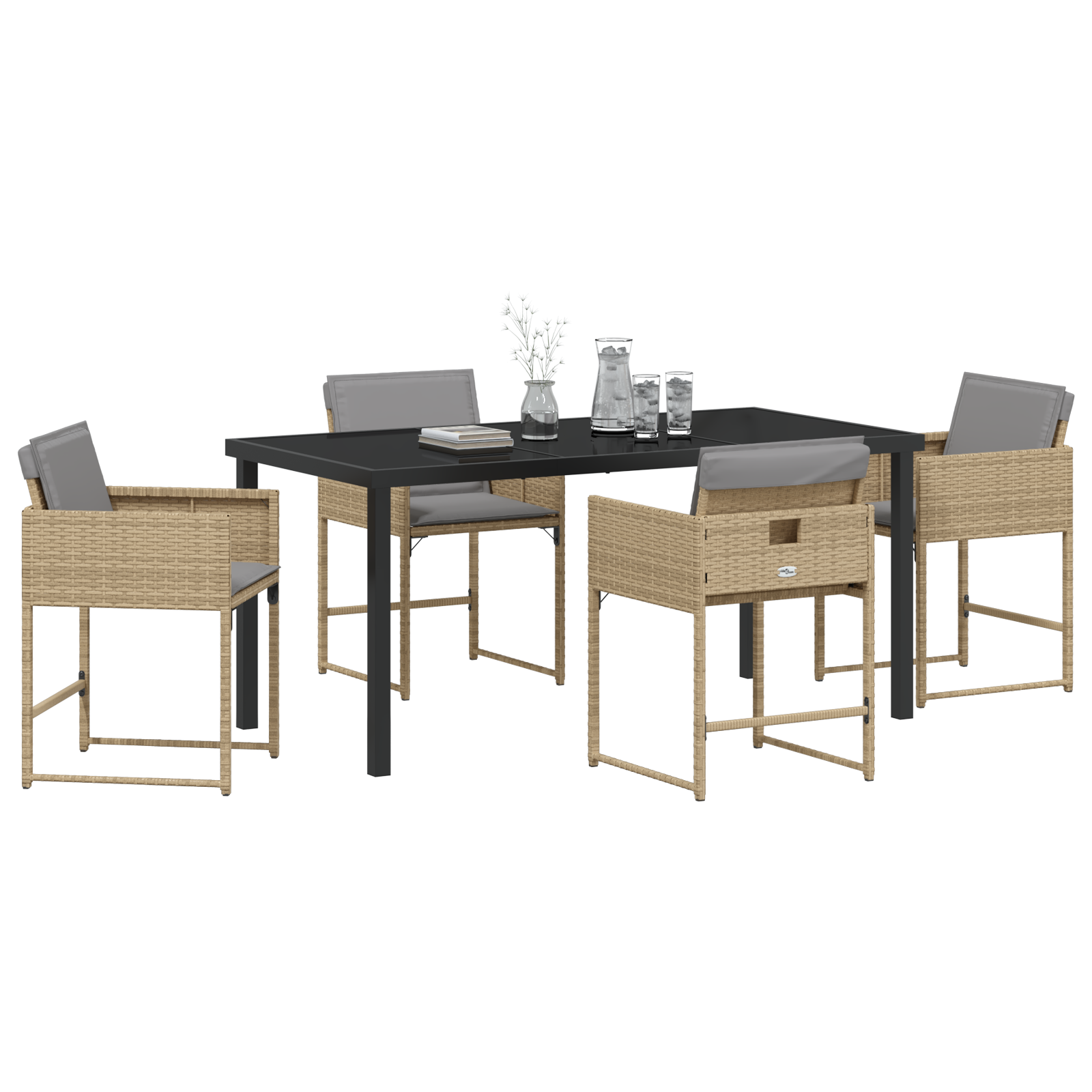 Set de Dining pentru Grădină 5 Piese cu Perne Bej Rattan Poli GartenMobel Dekor
