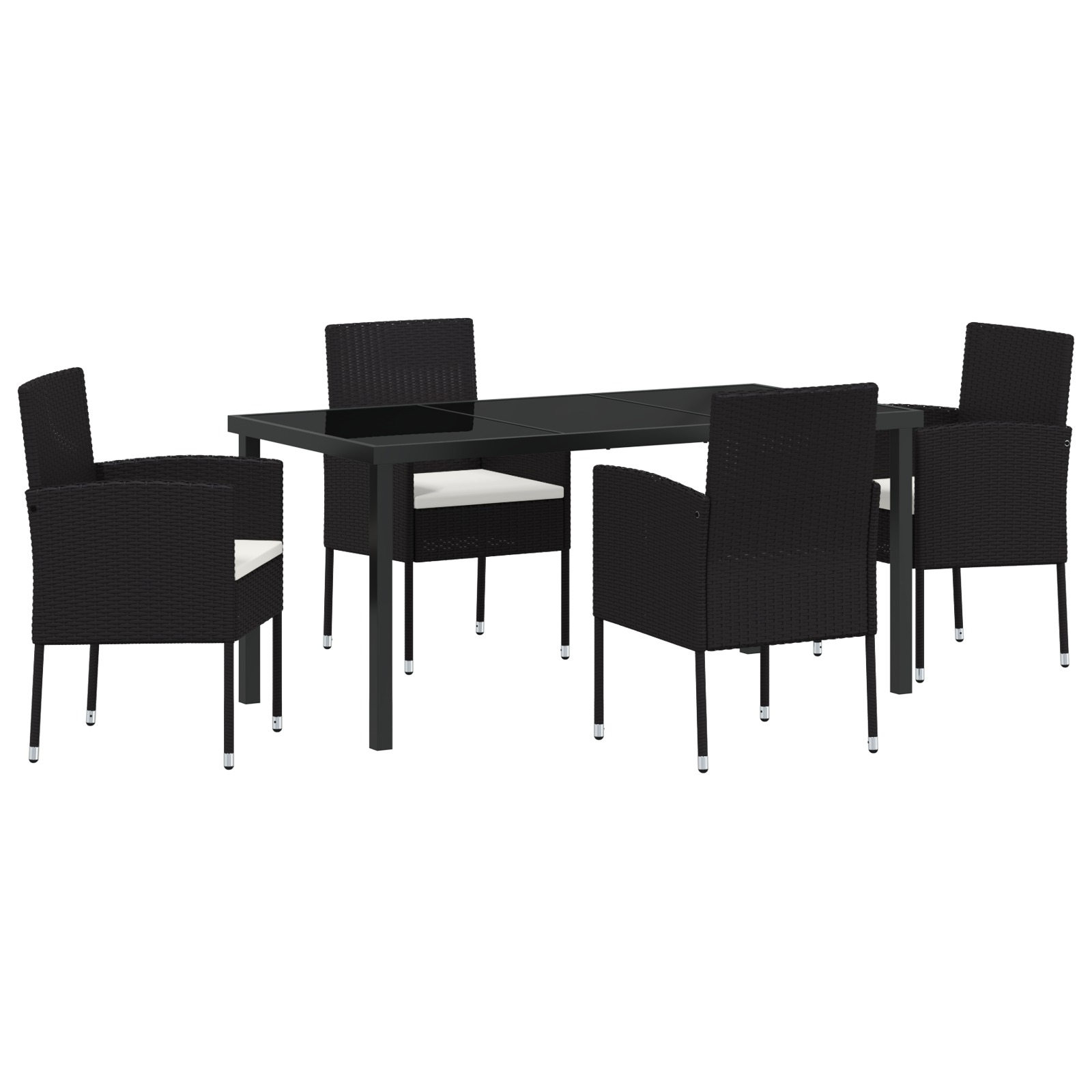 Set de Dining pentru Grădină cu 5 Piese și Perne Negre din Poliratan GartenMobel Dekor