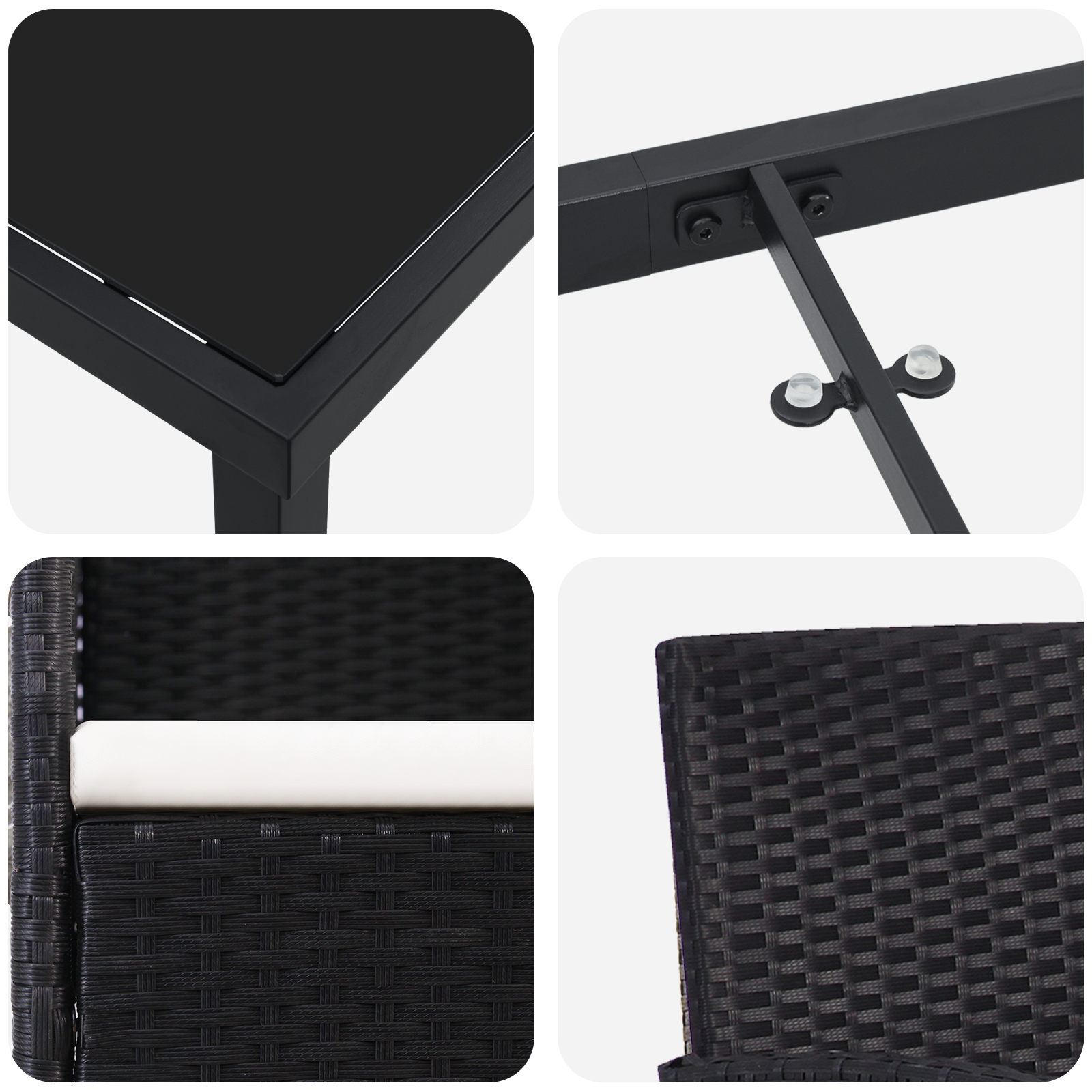 Set de Dining pentru Grădină cu 5 Piese și Perne Negre din Poliratan GartenMobel Dekor