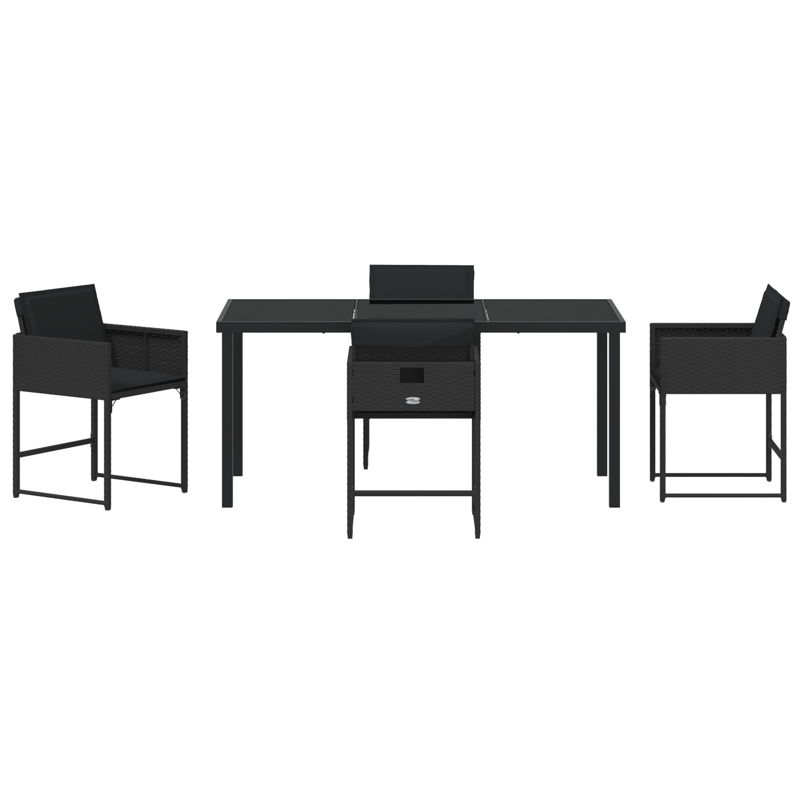 Set de Dining pentru Grădină cu 5 Piese și Perne Negre din Rattan Poliester GartenMobel Dekor