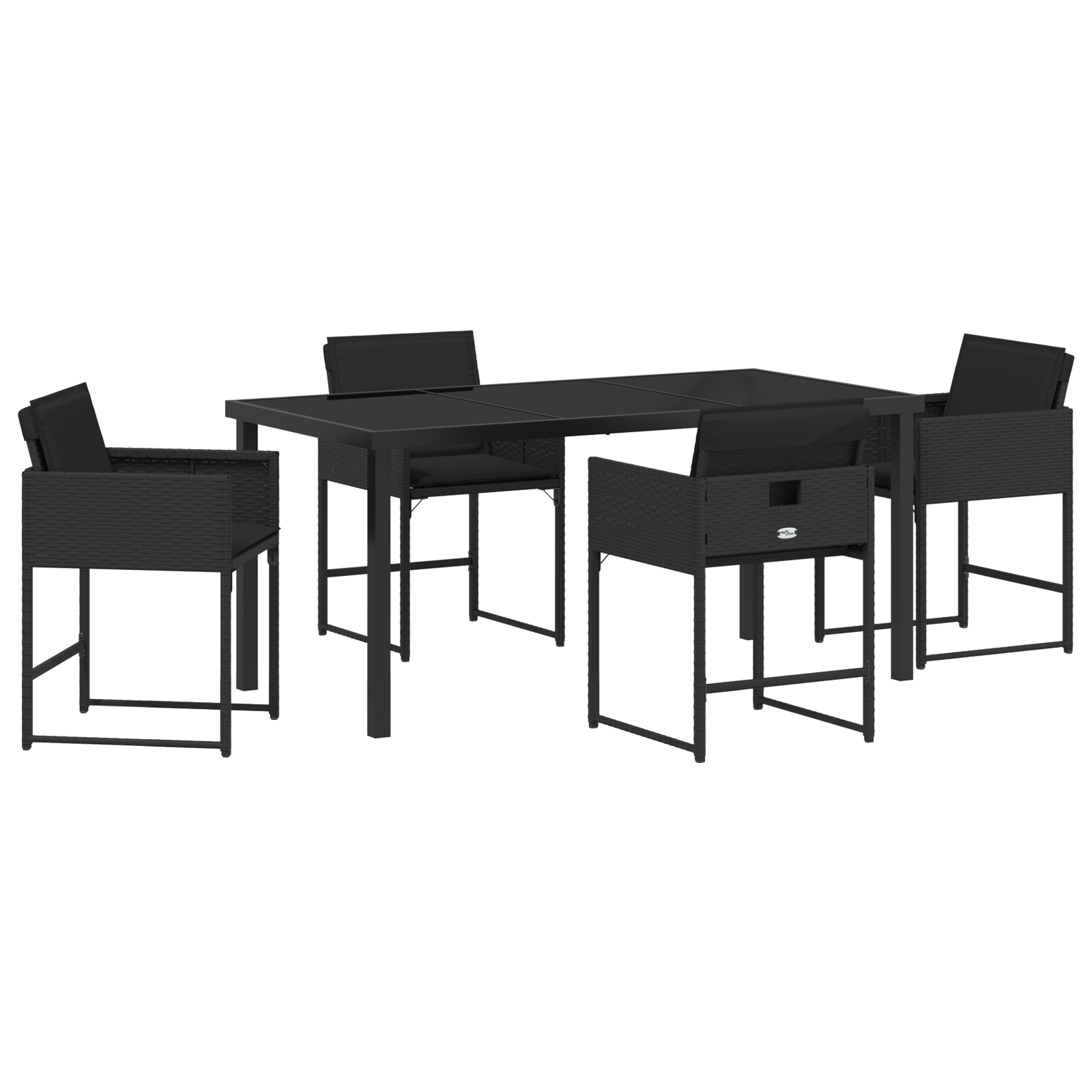 Set de Dining pentru Grădină cu 5 Piese și Perne Negre din Rattan Poliester GartenMobel Dekor