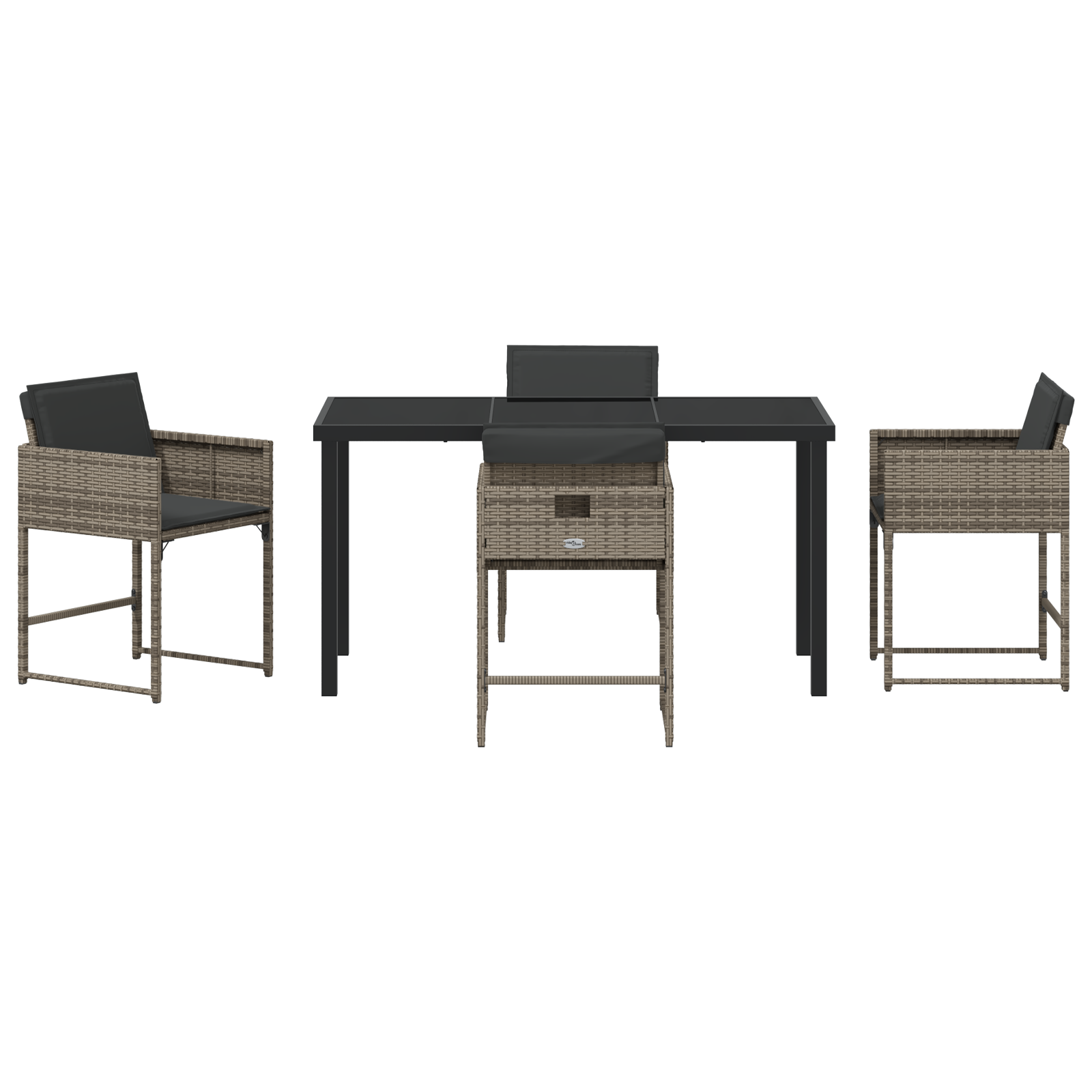 Set de Masă de Grădină cu 5 Piese cu Perne Gri Rattan PE GartenMobel Dekor
