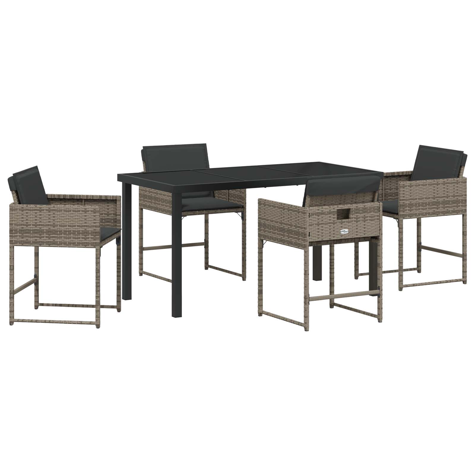 Set de Masă de Grădină cu 5 Piese cu Perne Gri Rattan PE GartenMobel Dekor