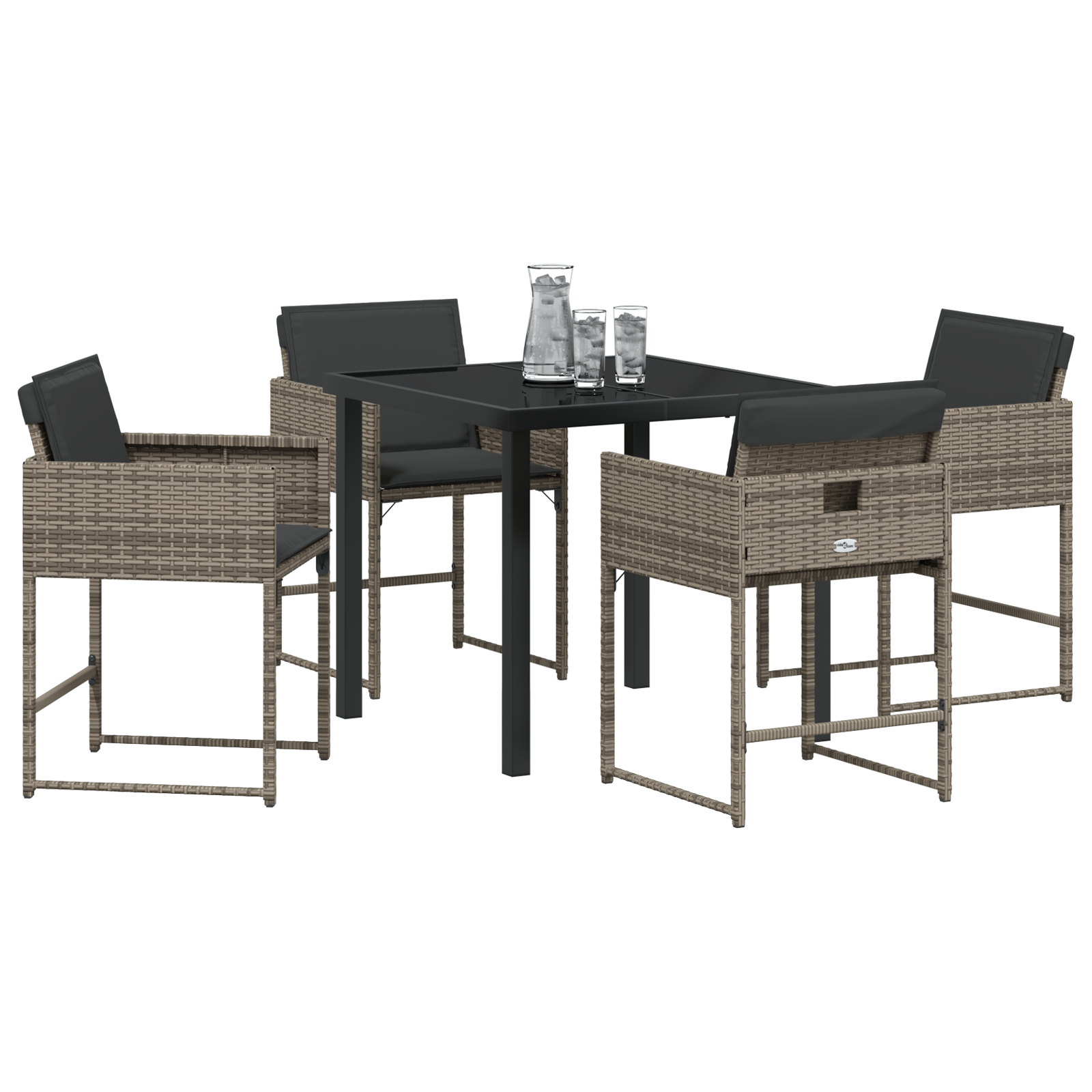 Set de Masă de Grădină de 5 Piese cu Perne Gri Ratan Polimer GartenMobel Dekor