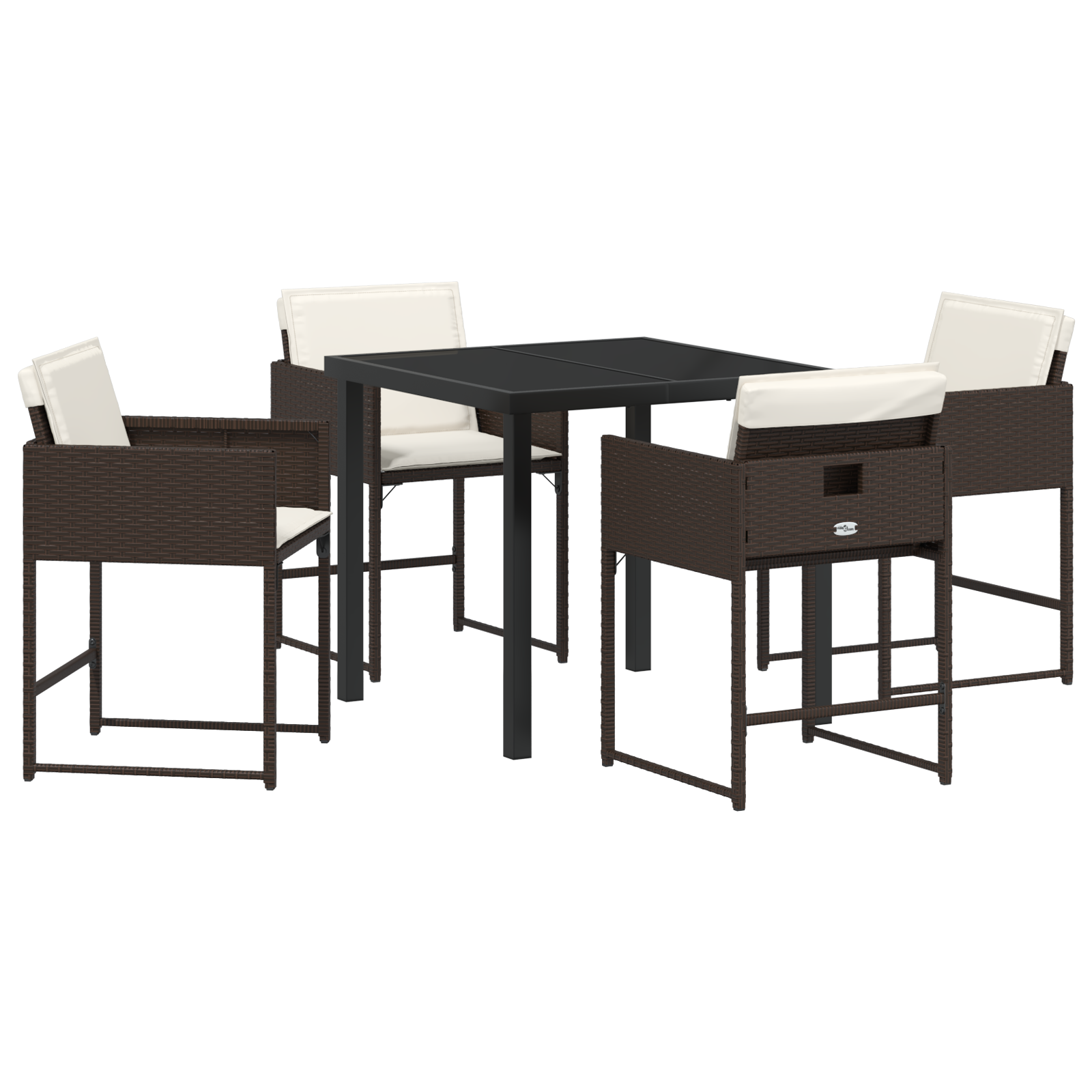 Set de dining de grădină 5 piese cu perne din rattan polimer maro GartenMobel Dekor